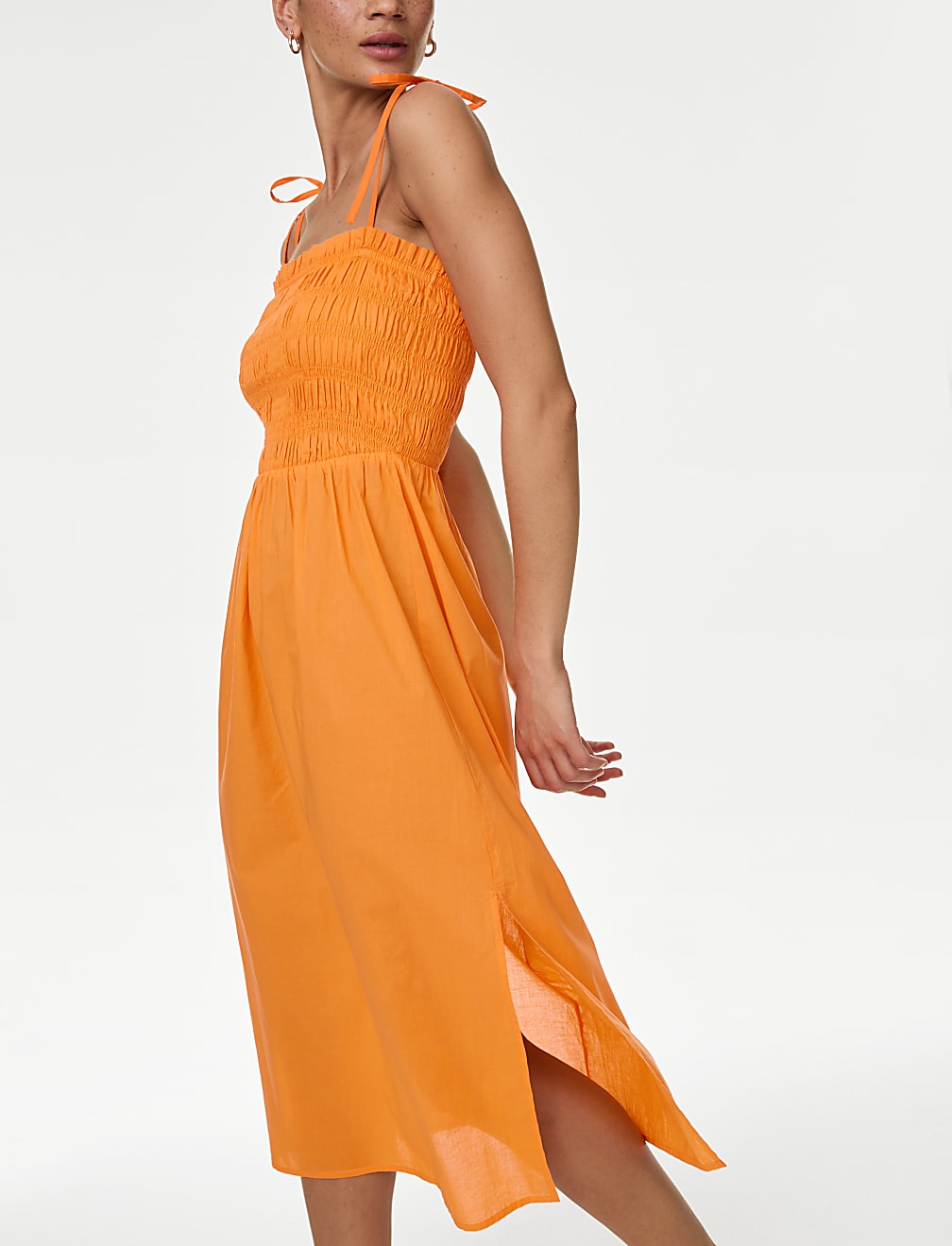 Buy Pure Cotton Shirred Midi Beach Dress at Marks & Spencer