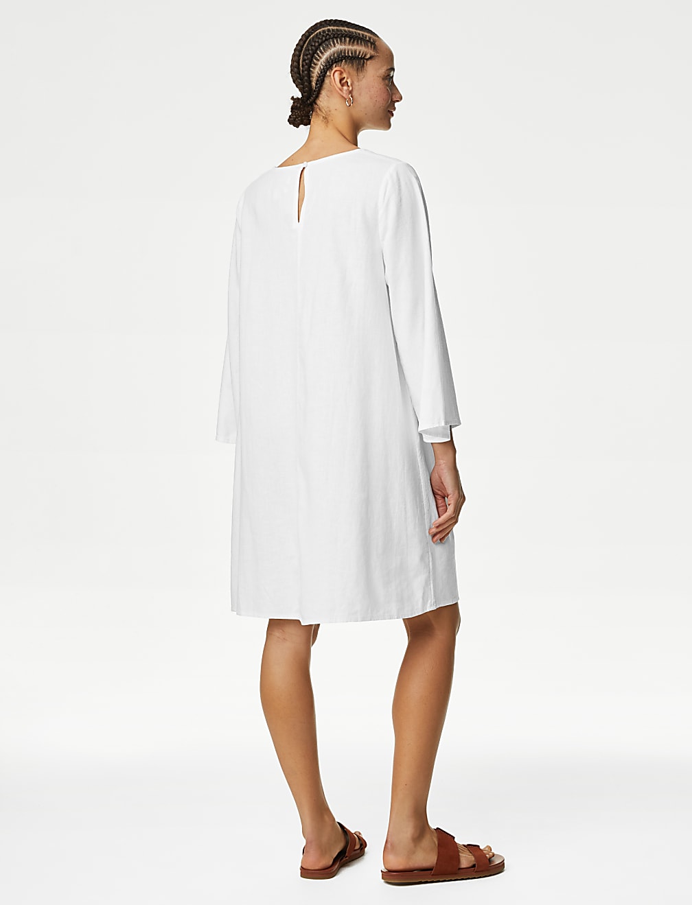 Linen Rich V-Neck Mini Beach Dress