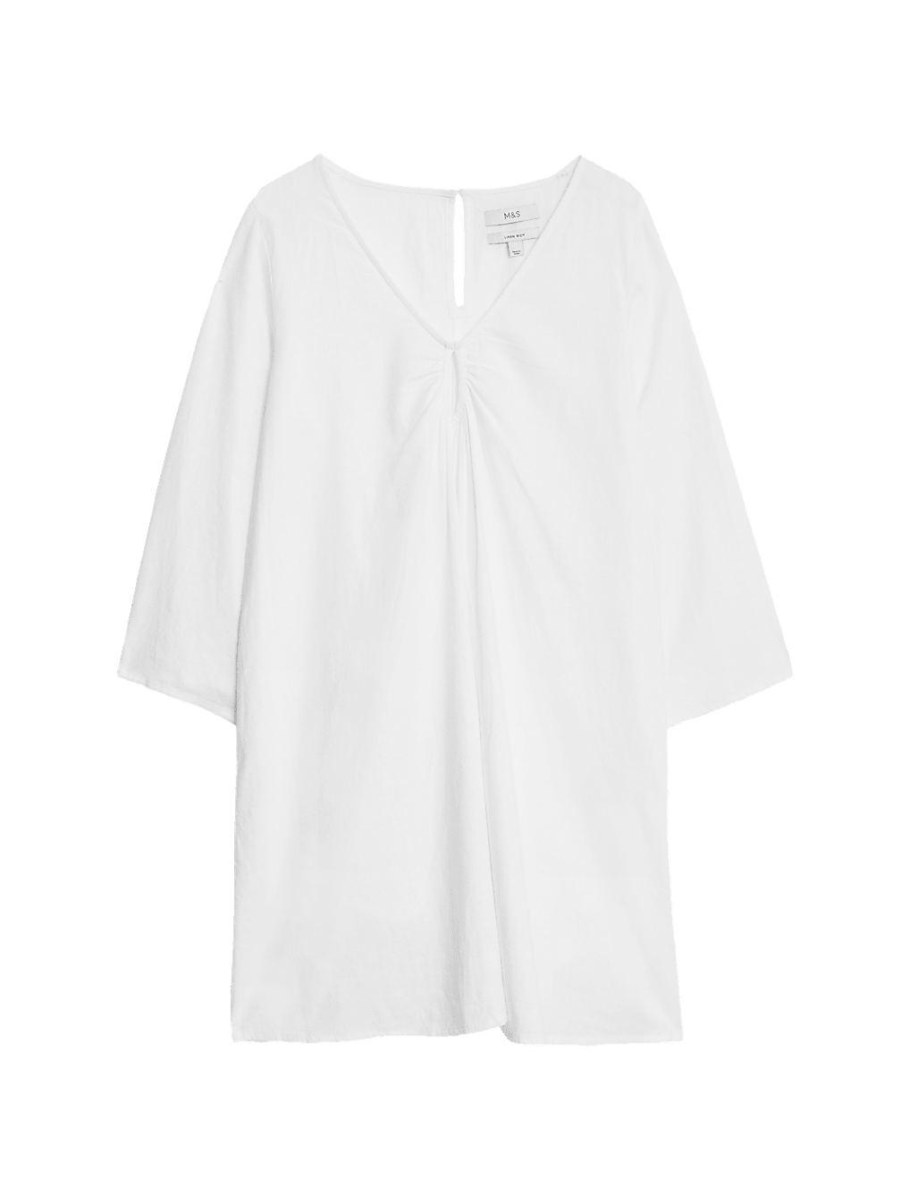 Linen Rich V-Neck Mini Beach Dress
