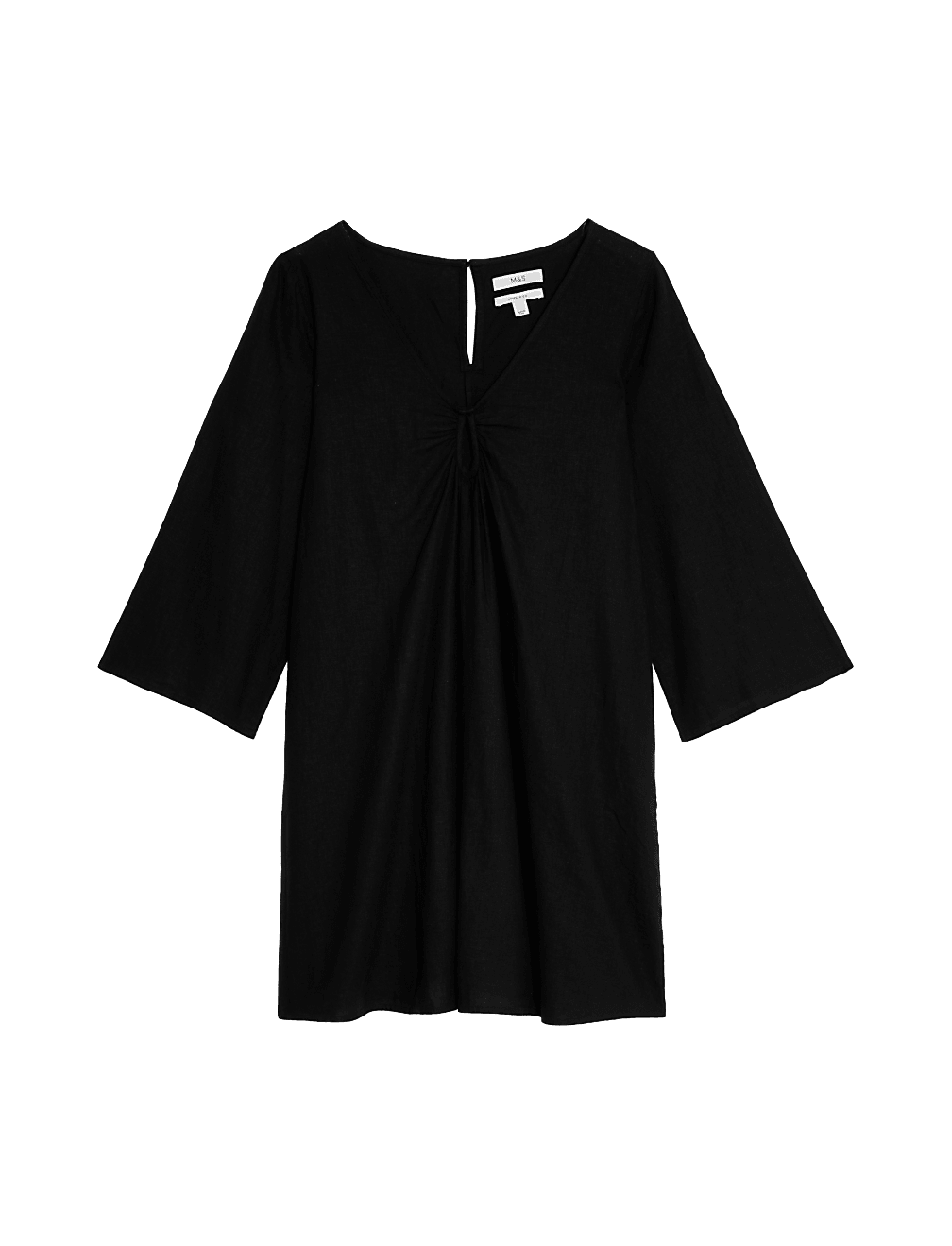Linen Rich V-Neck Mini Beach Dress