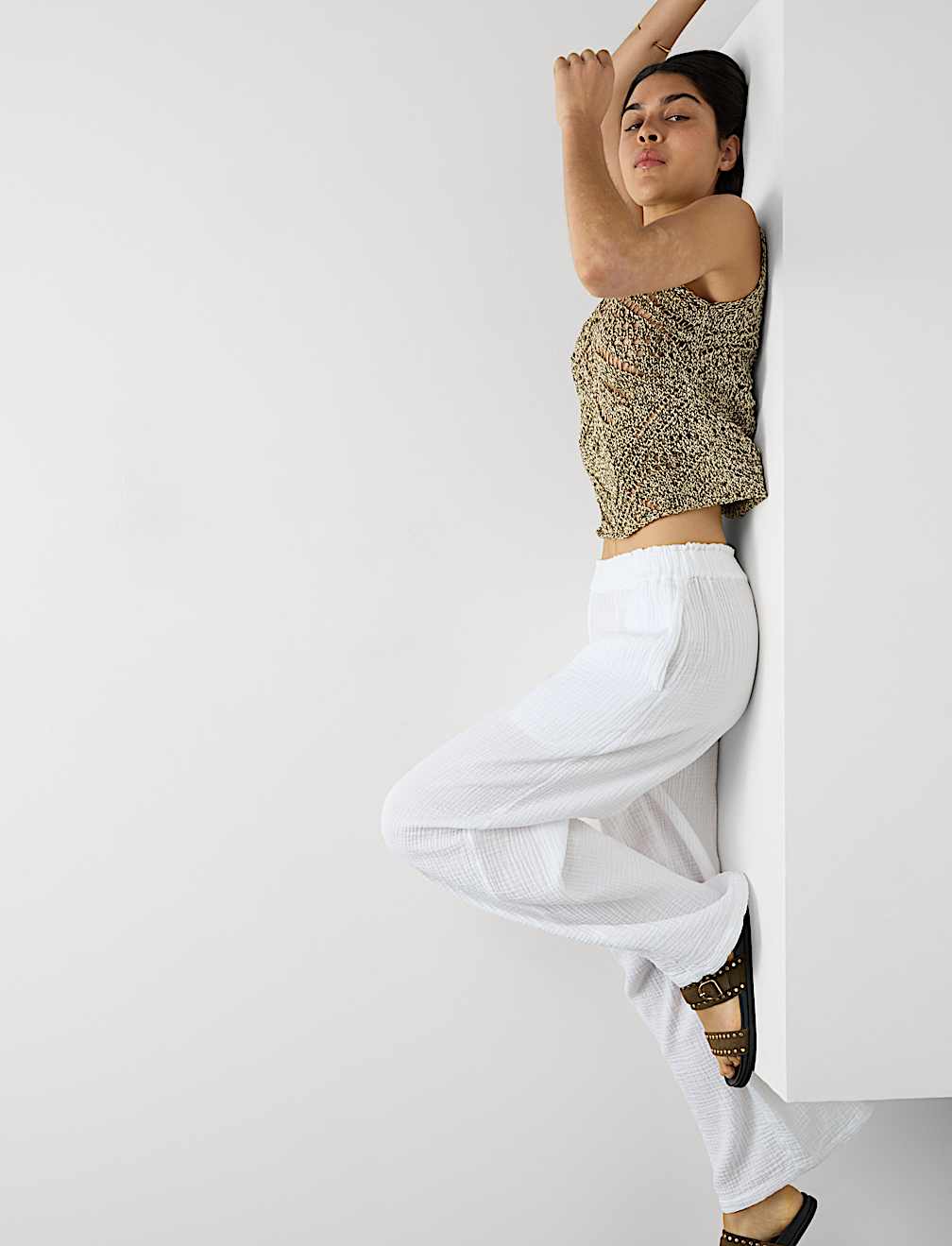 Pure Cotton Elasticated Waist Beach Trousers