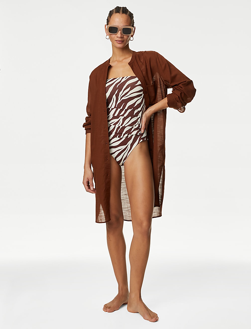 Pure Cotton Round Neck Longline Beach Shirt