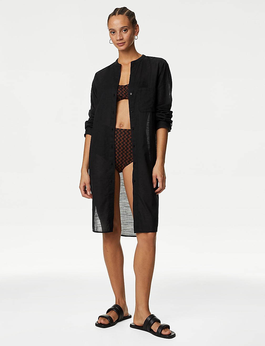 Pure Cotton Round Neck Longline Beach Shirt