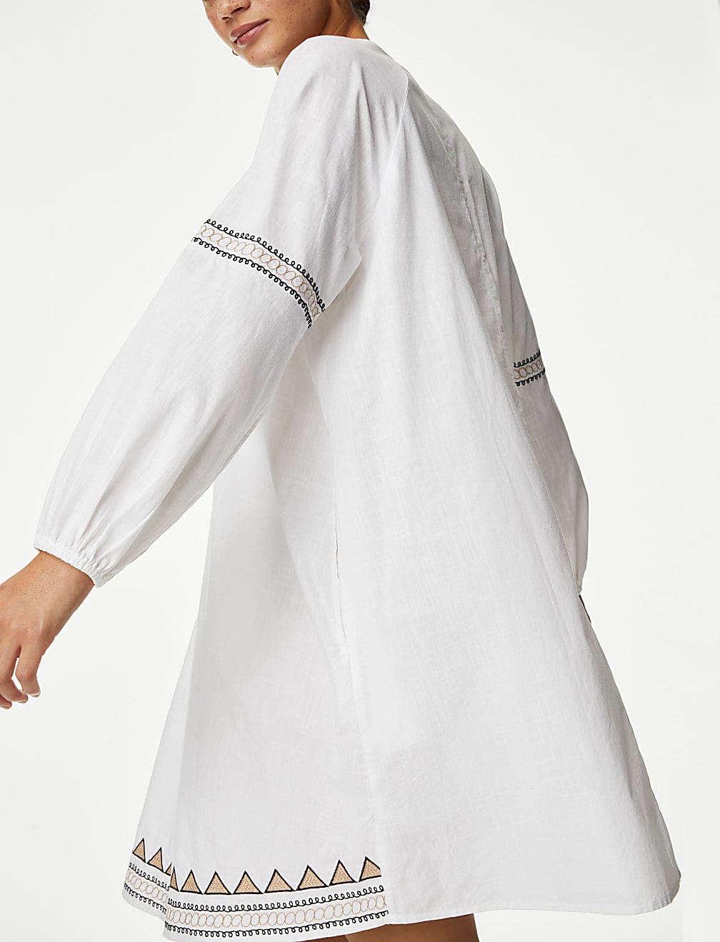 Pure Cotton Embroidered Mini Beach Dress