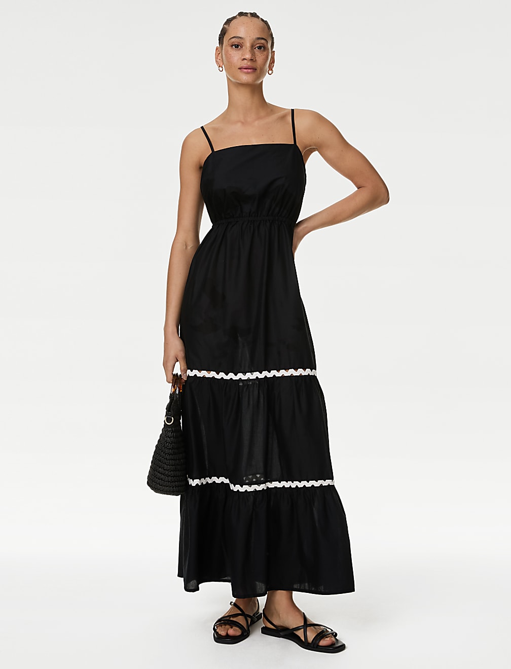 Pure Cotton Square Neck Midi Beach Dress