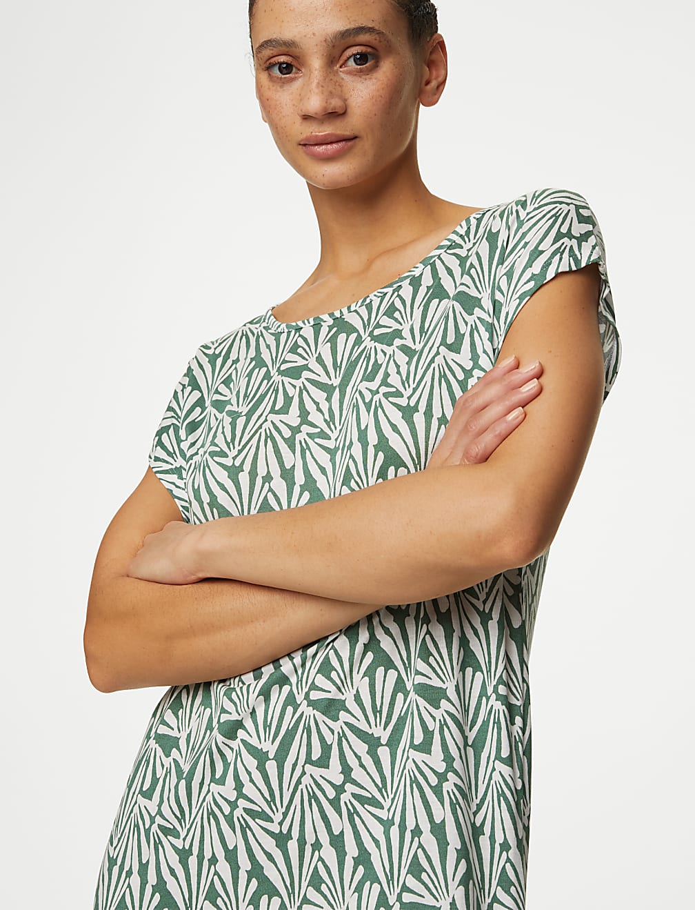 Jersey Printed Midi Relaxed Shift Dress