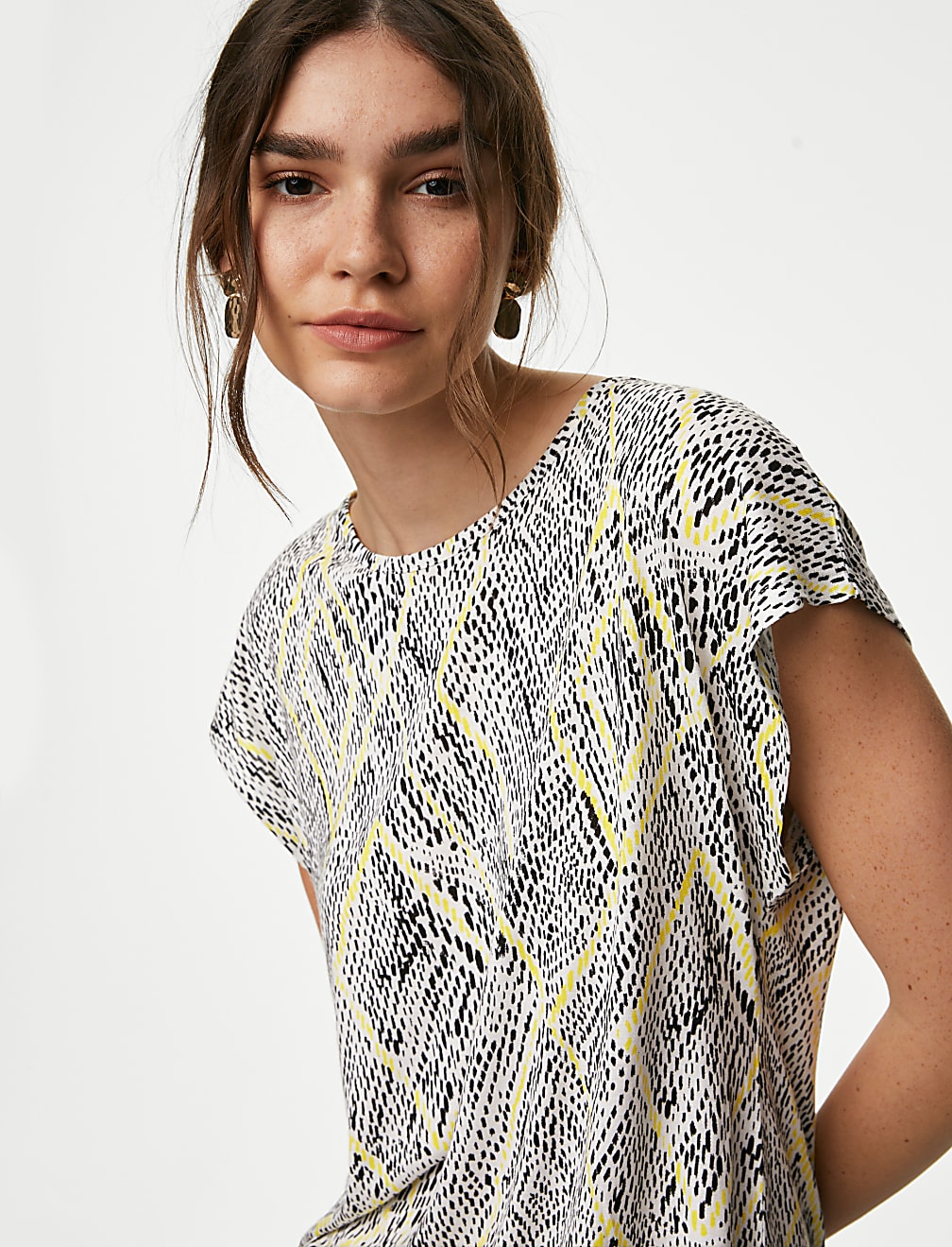 Jersey Printed Midi Relaxed Shift Dress