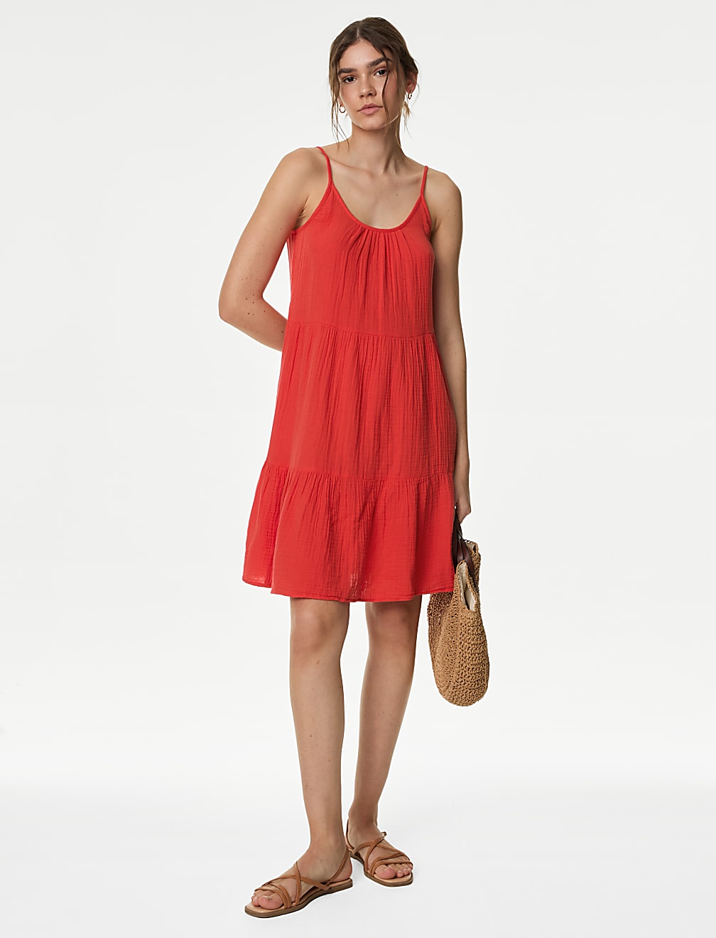 Pure Cotton Tiered Mini Beach Dress