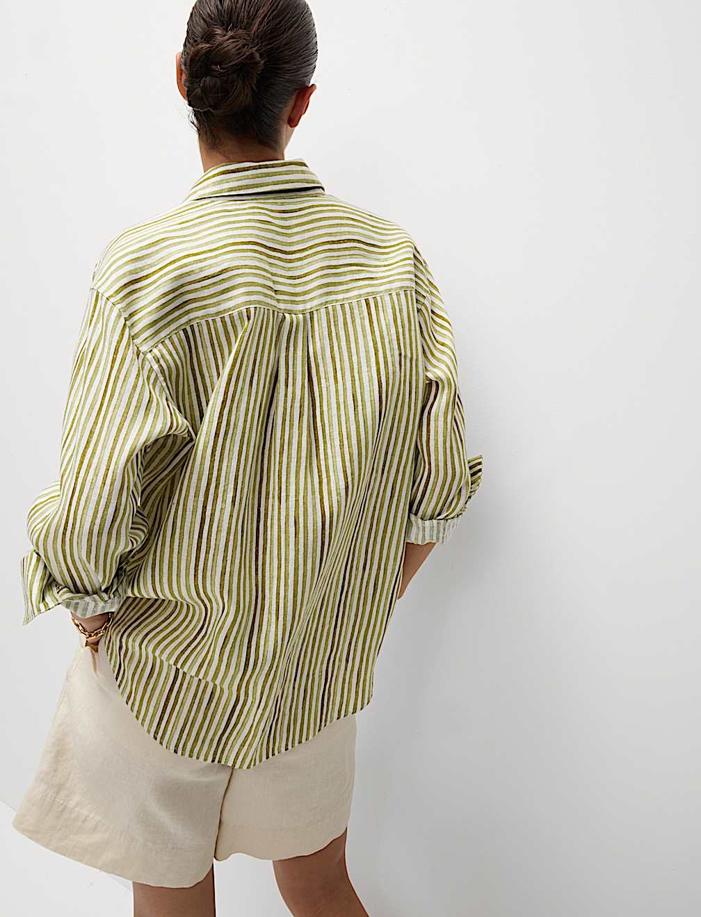 Pure Linen Striped Oversized Shirt