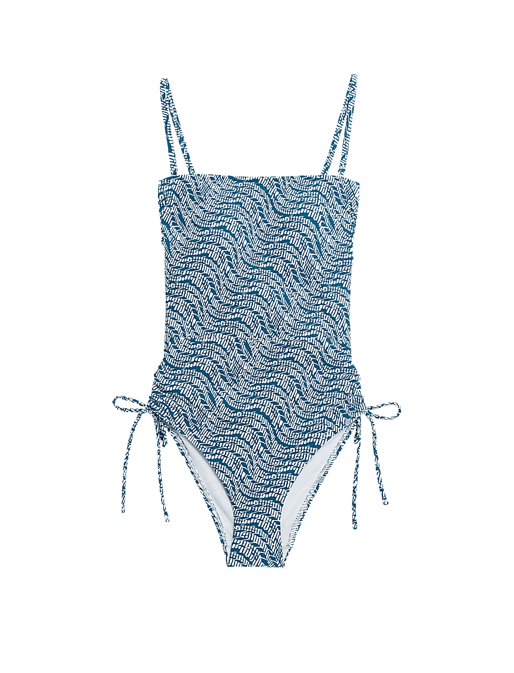 Printed Drawstring Bandeau Swimsuit