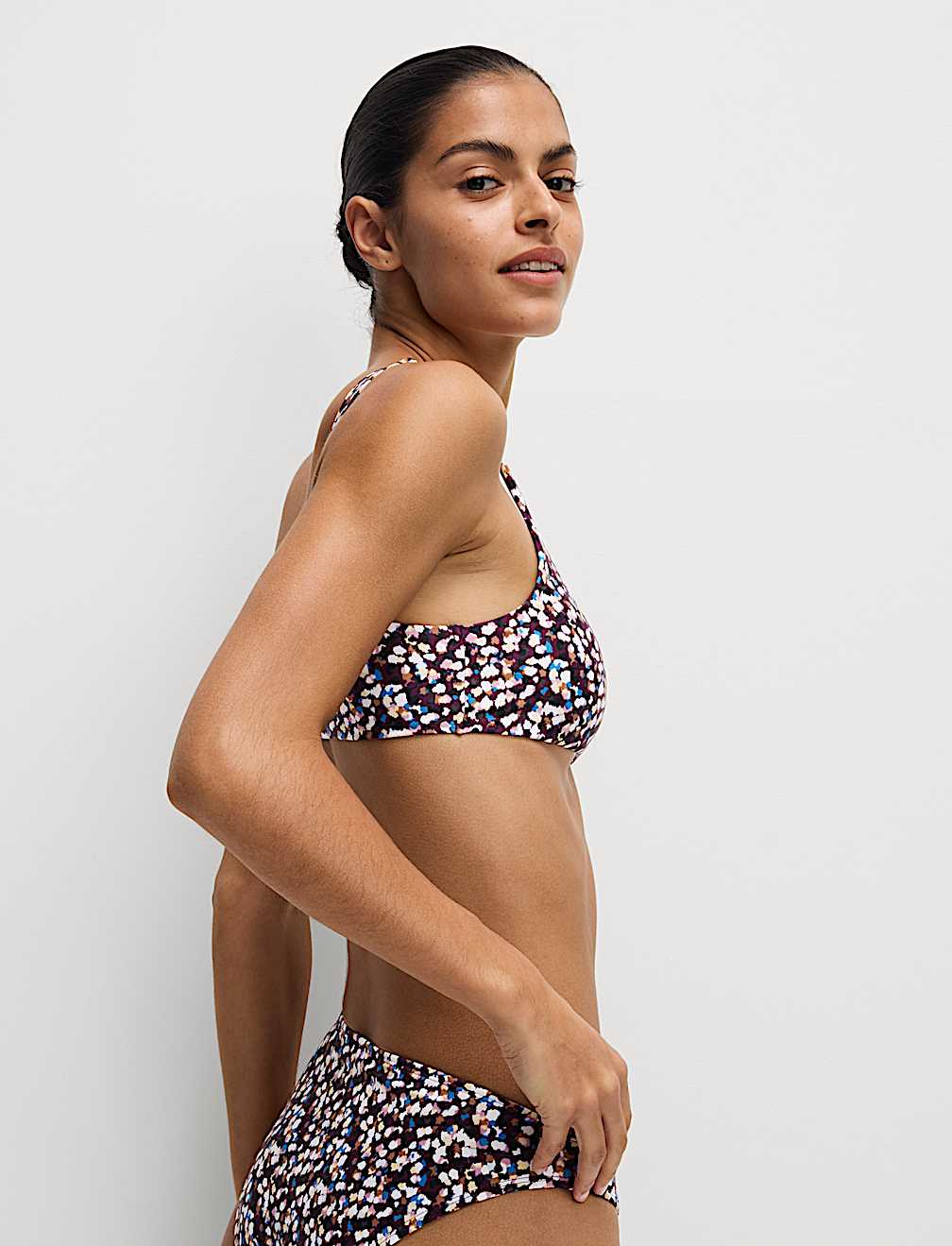 Printed Padded Scoop Neck Bikini Top