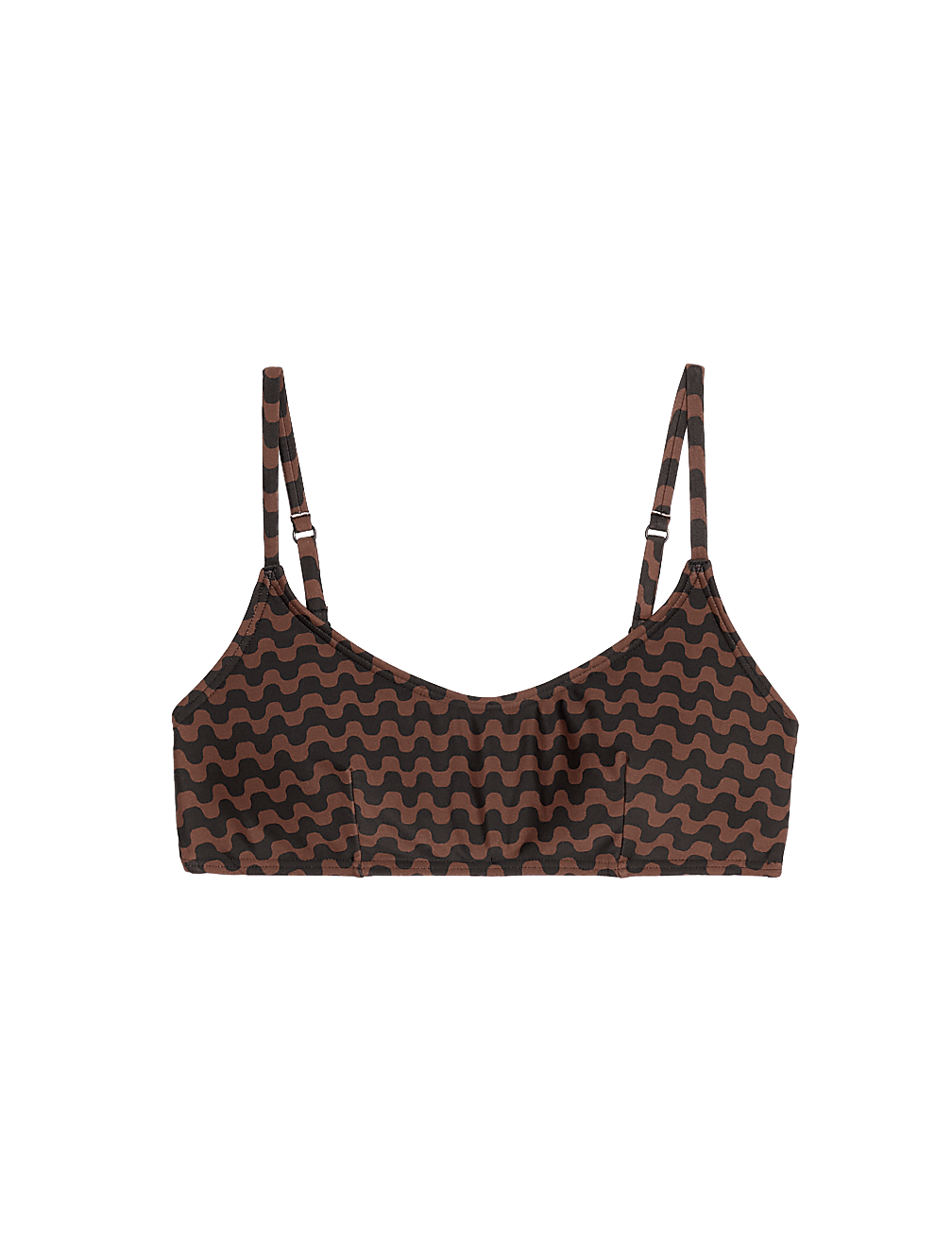 Printed Padded Scoop Neck Bikini Top