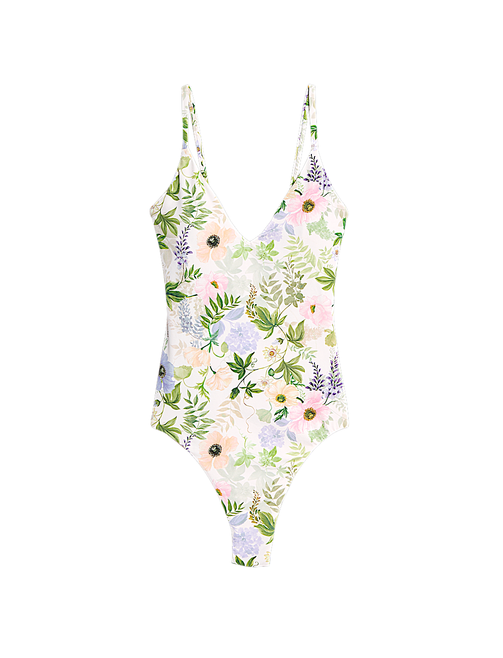 Tummy Control Palm Print Plunge Swimsuit