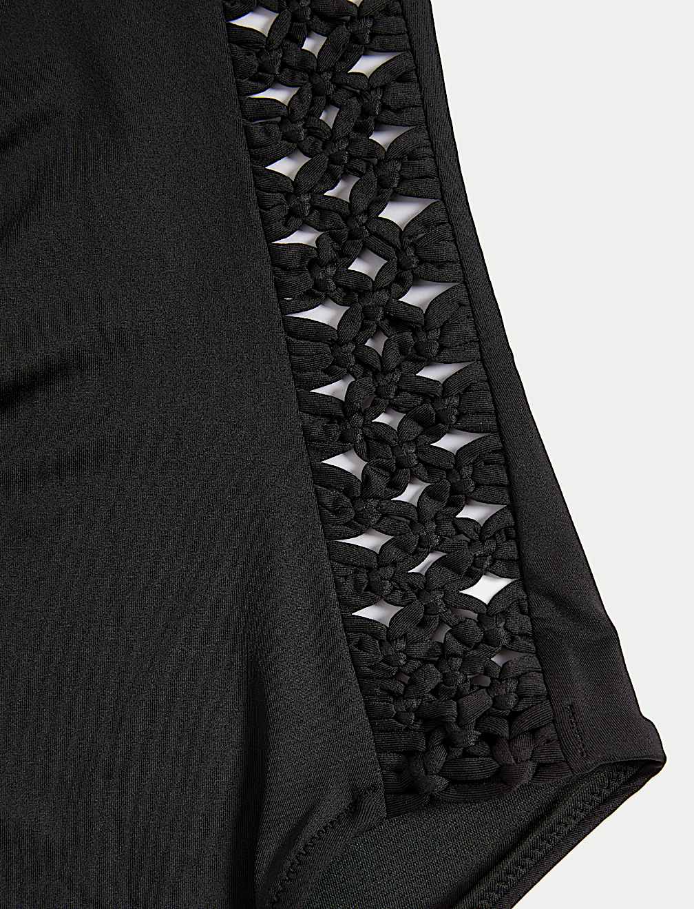 Padded Macrame Detail Square Neck Swimsuit