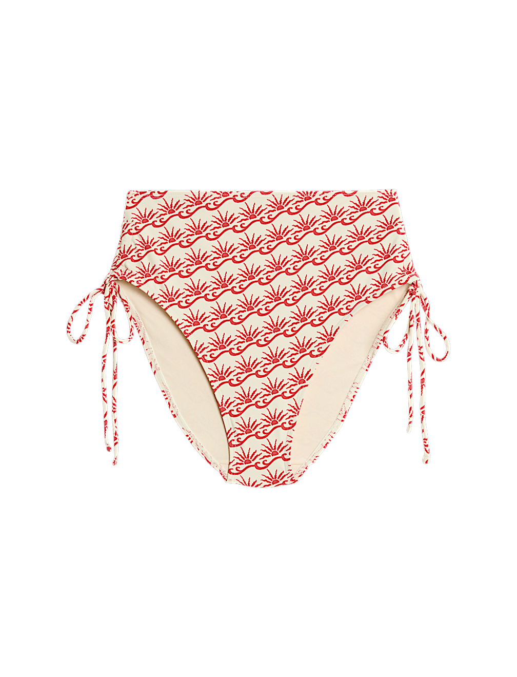 Printed Drawstring High Waisted Bikini Bottoms