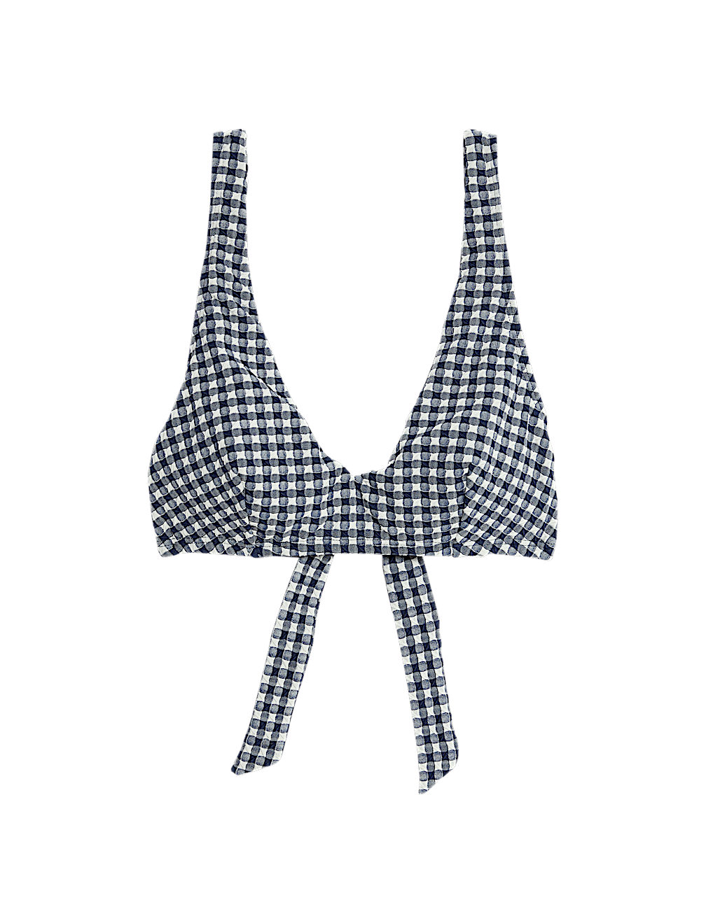 Gingham Tie Back Plunge Bikini Top