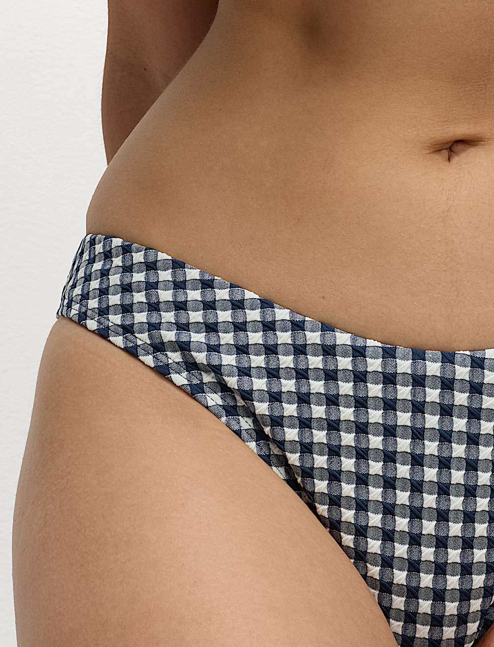 Gingham High Leg Bikini Bottoms