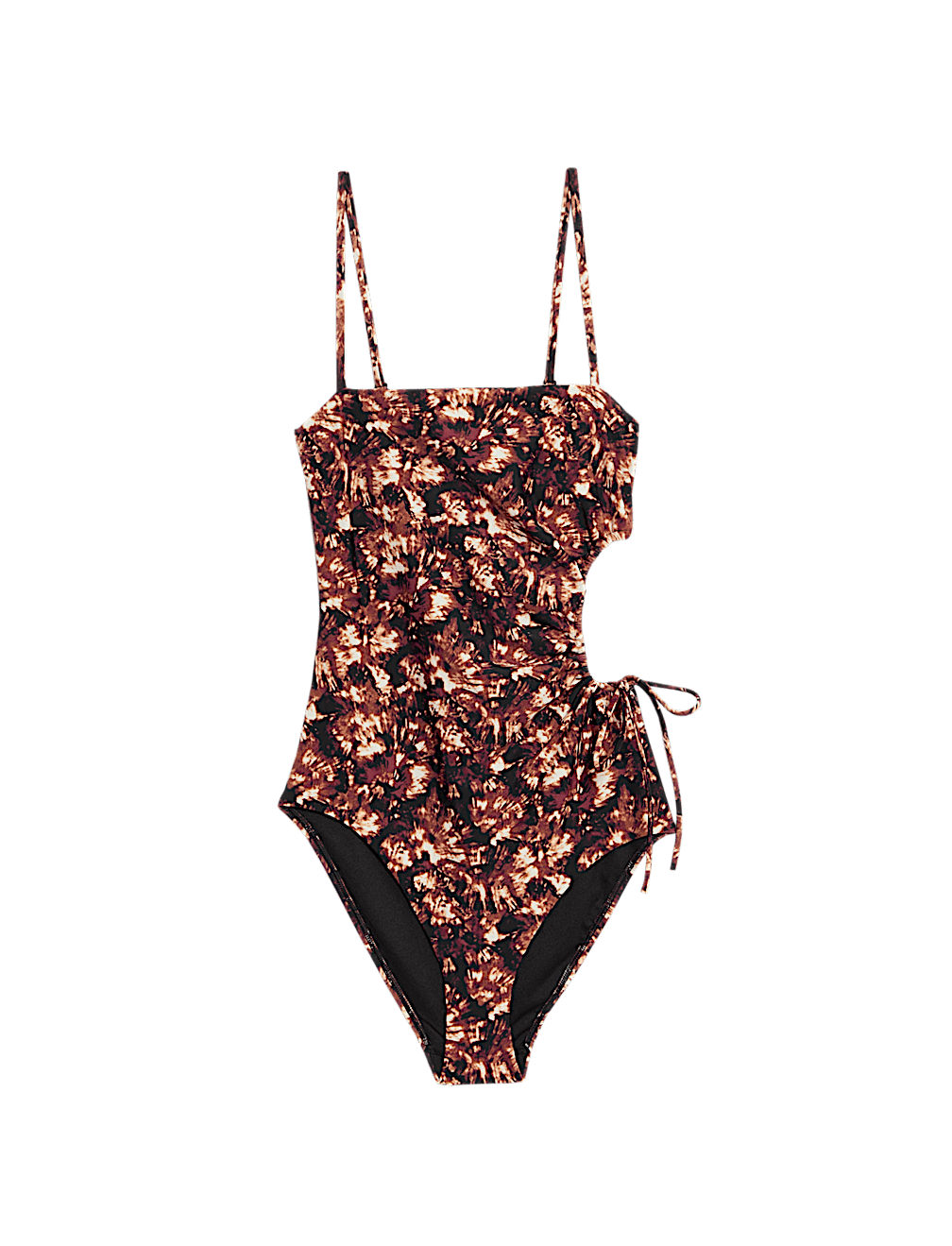 Printed Cut Out Drawstring Swimsuit