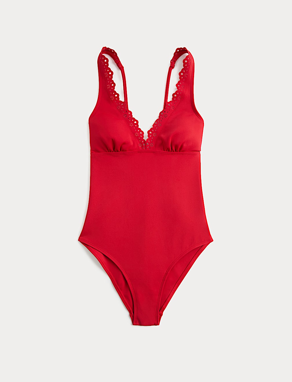 Sculpt Broderie Trim Plunge Swimsuit