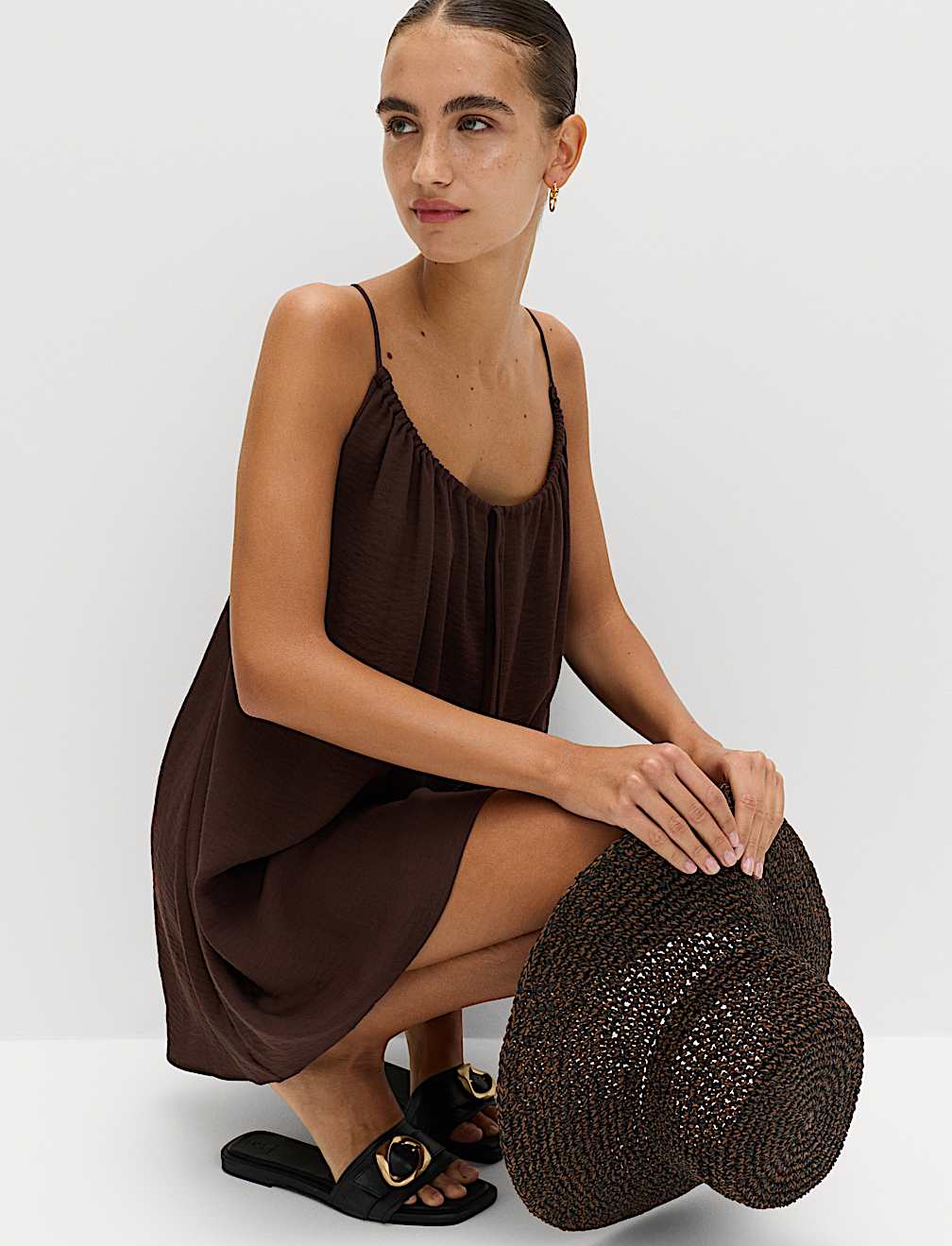 Tie Front Strappy Mini Slip Dress