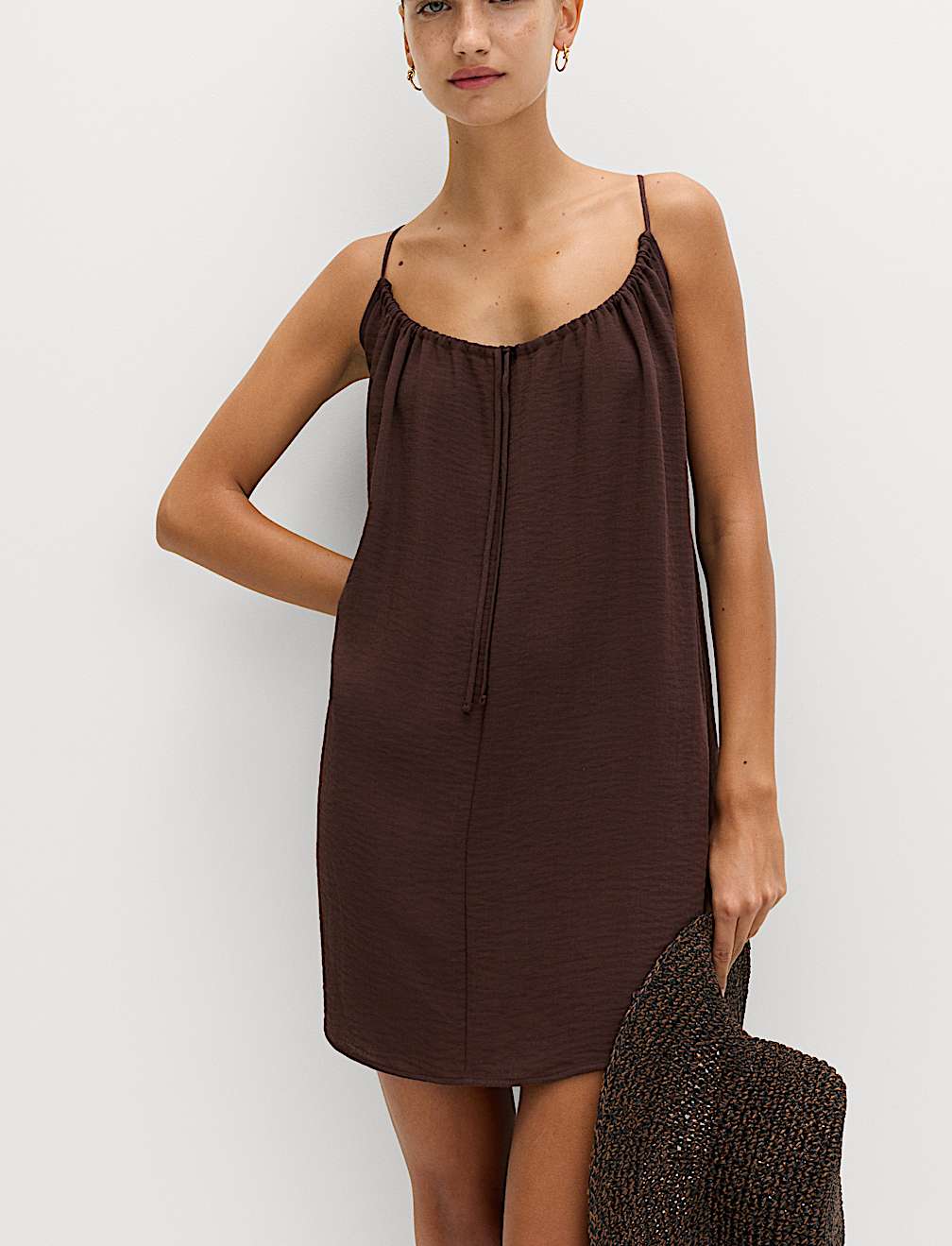 Tie Front Strappy Mini Slip Dress