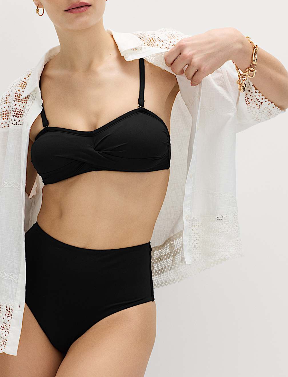 Tummy Control High Waisted High Leg Bikini Bottoms