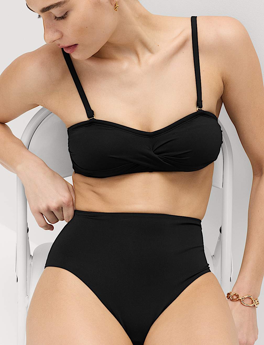 Tummy Control High Waisted High Leg Bikini Bottoms