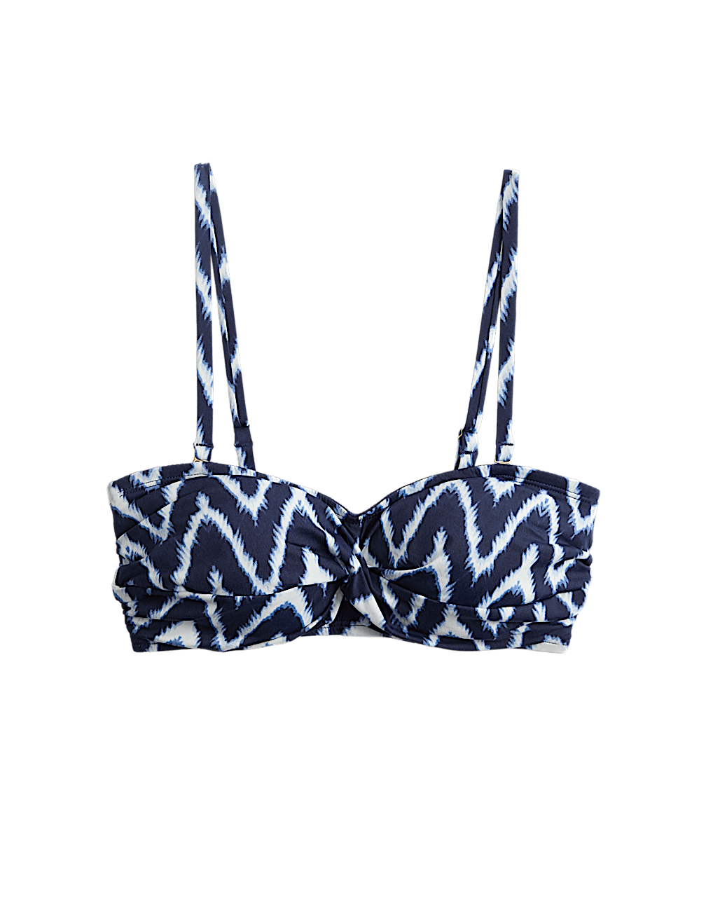 Printed Padded Twist Front Bandeau Bikini Top