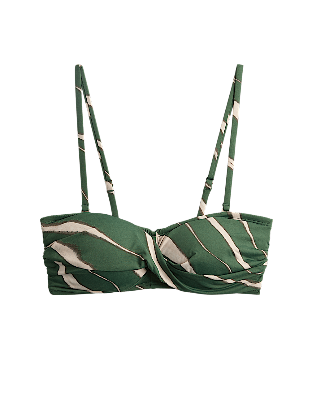 Printed Padded Twist Front Bandeau Bikini Top