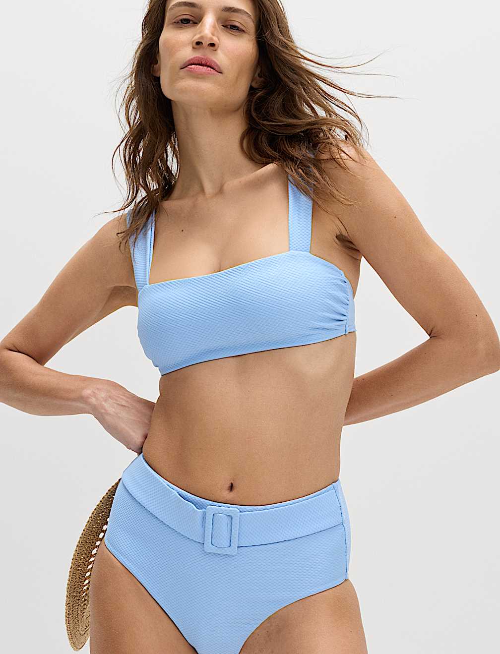 Textured Honeycomb Padded Square Neck Bikini Top