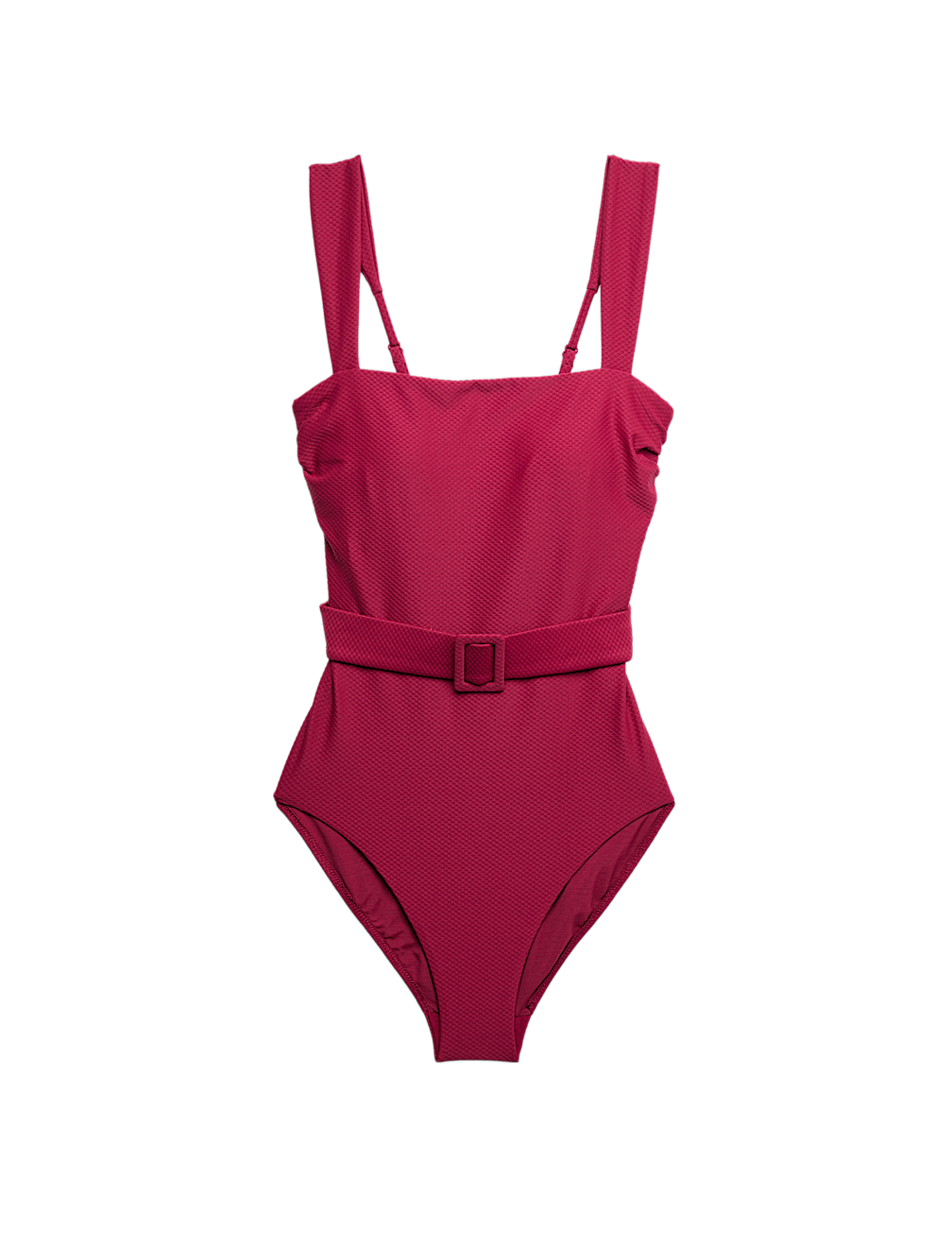 Tummy Control Honey Comb Textured Belted Swimsuit
