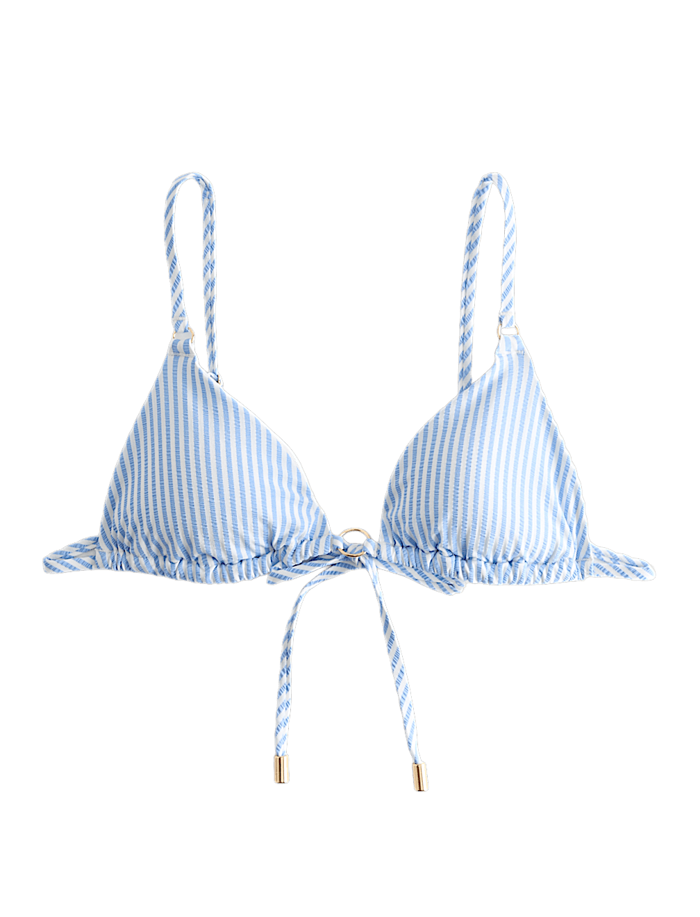 Striped Textured Triangle Padded Bikini Top