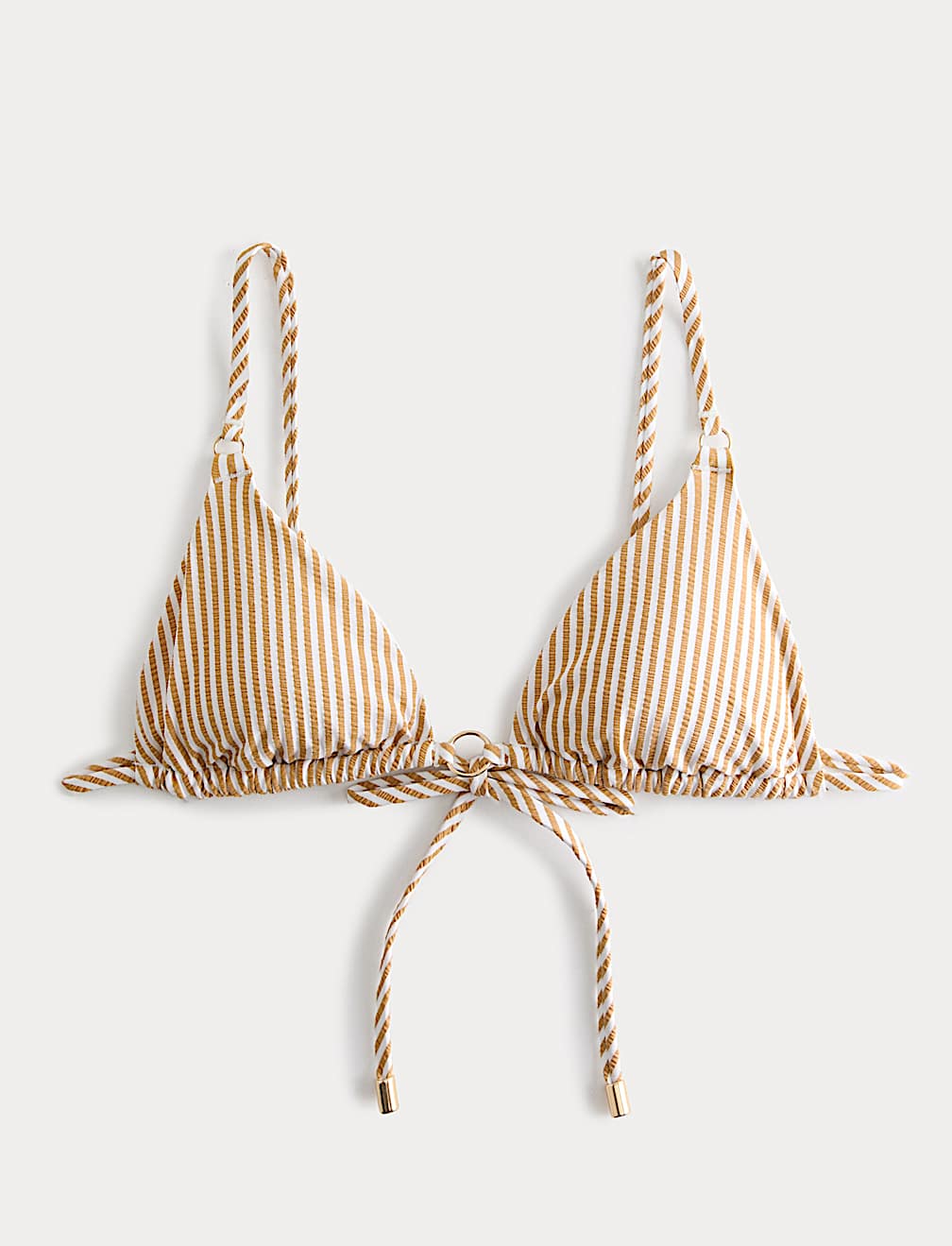 Striped Textured Triangle Padded Bikini Top