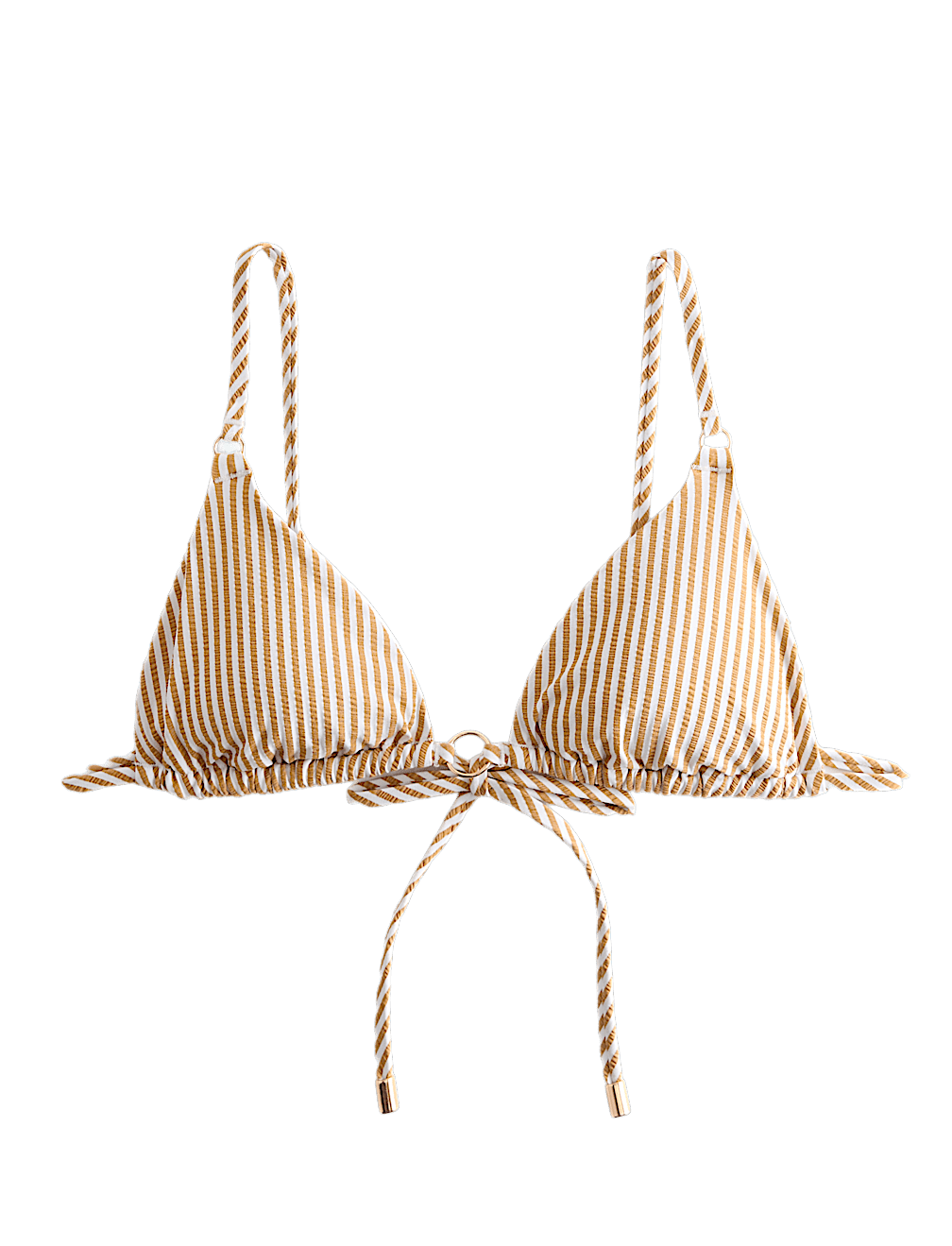 Striped Textured Triangle Padded Bikini Top