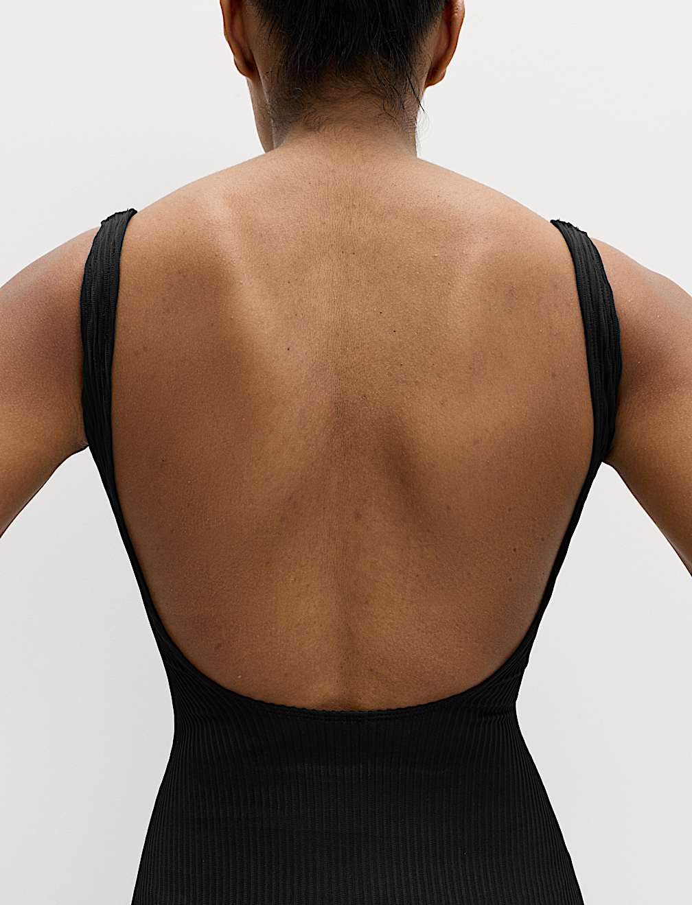 Ribbed Textured Scoop Neck Swimsuit