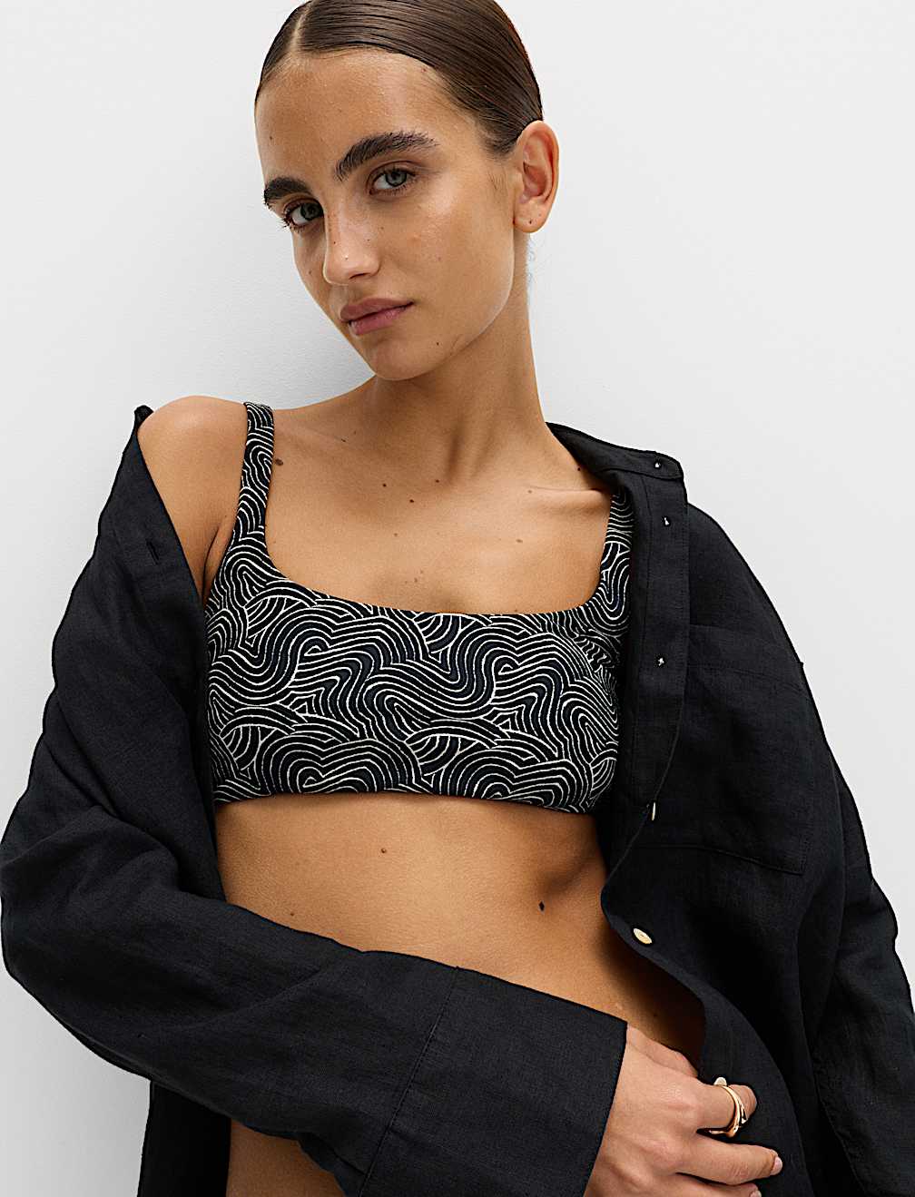 Printed Scoop Neck Bikini Top