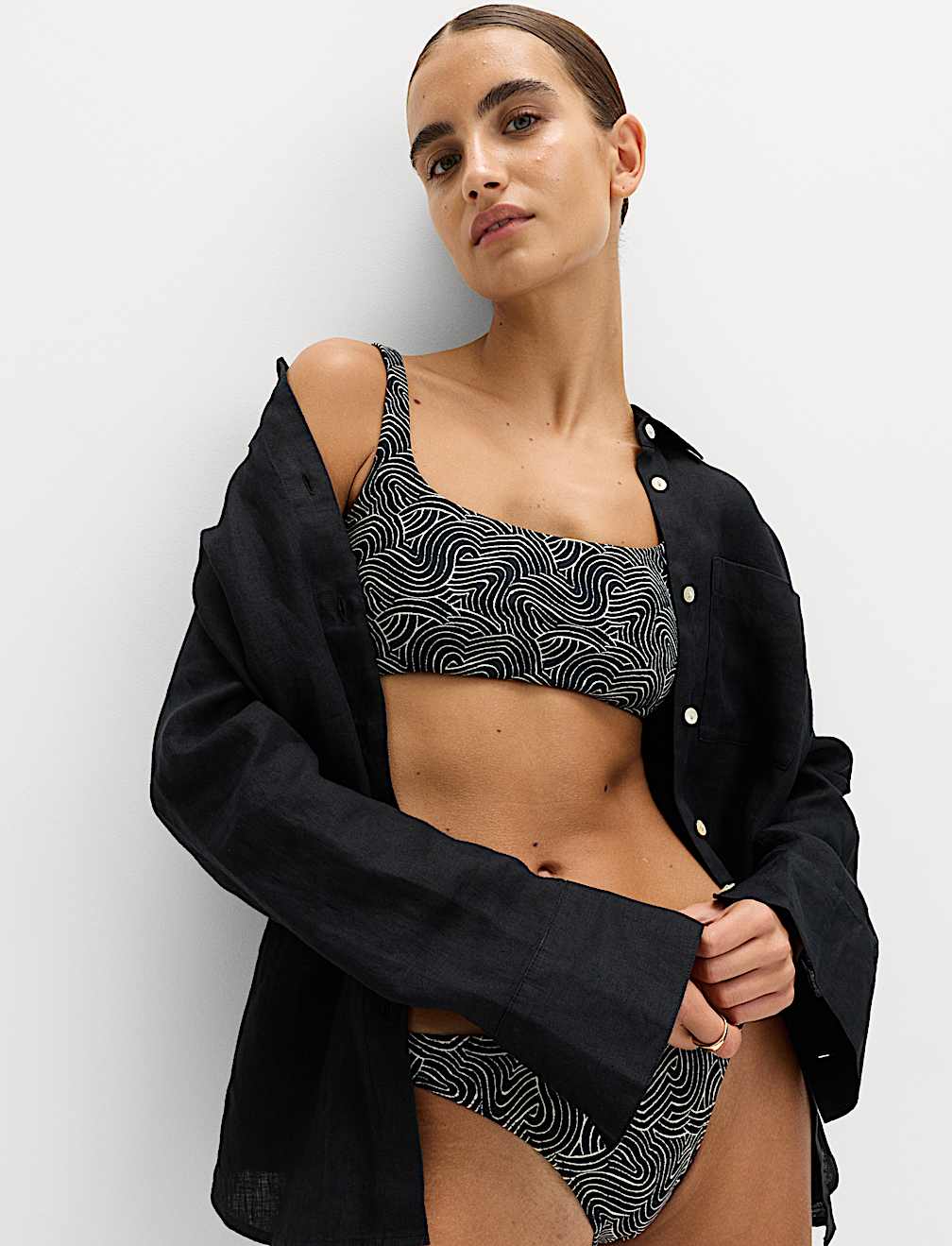 Printed High Leg Bikini Bottoms