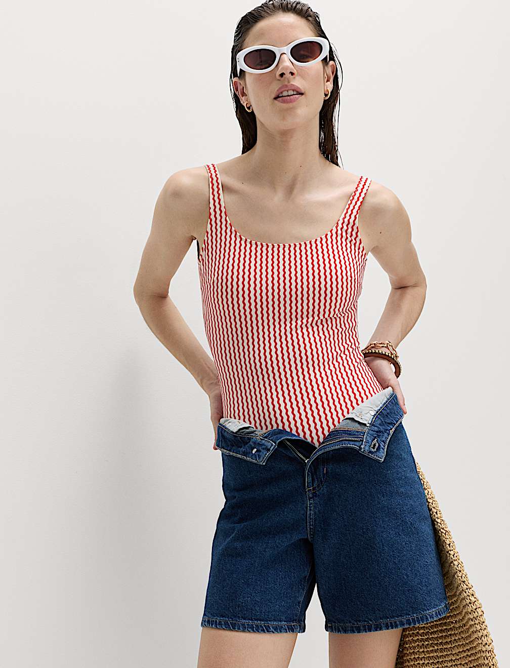 Printed Scoop Neck Swimsuit