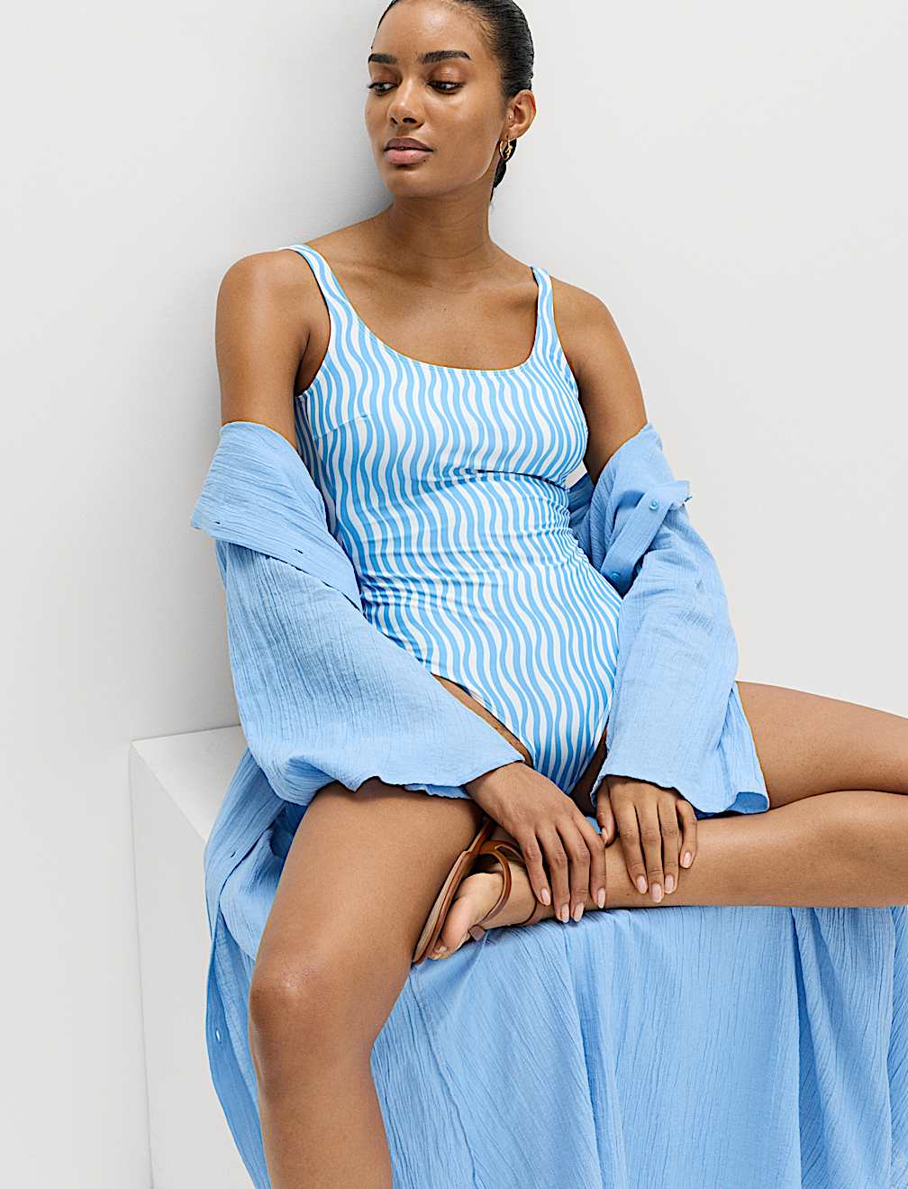 Printed Scoop Neck Swimsuit