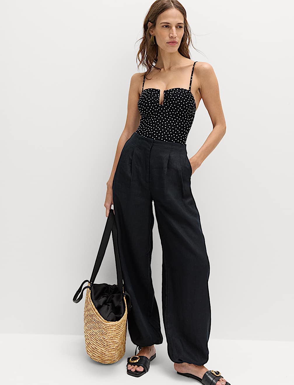 U-Notch Spot Print Swimsuit