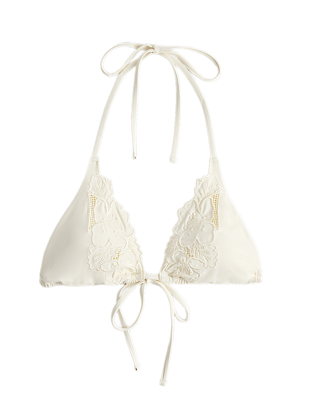 Floral Embroidered Triangle Bikini Top