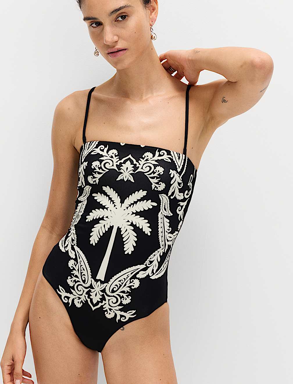 Tummy Control Printed Bandeau Swimsuit