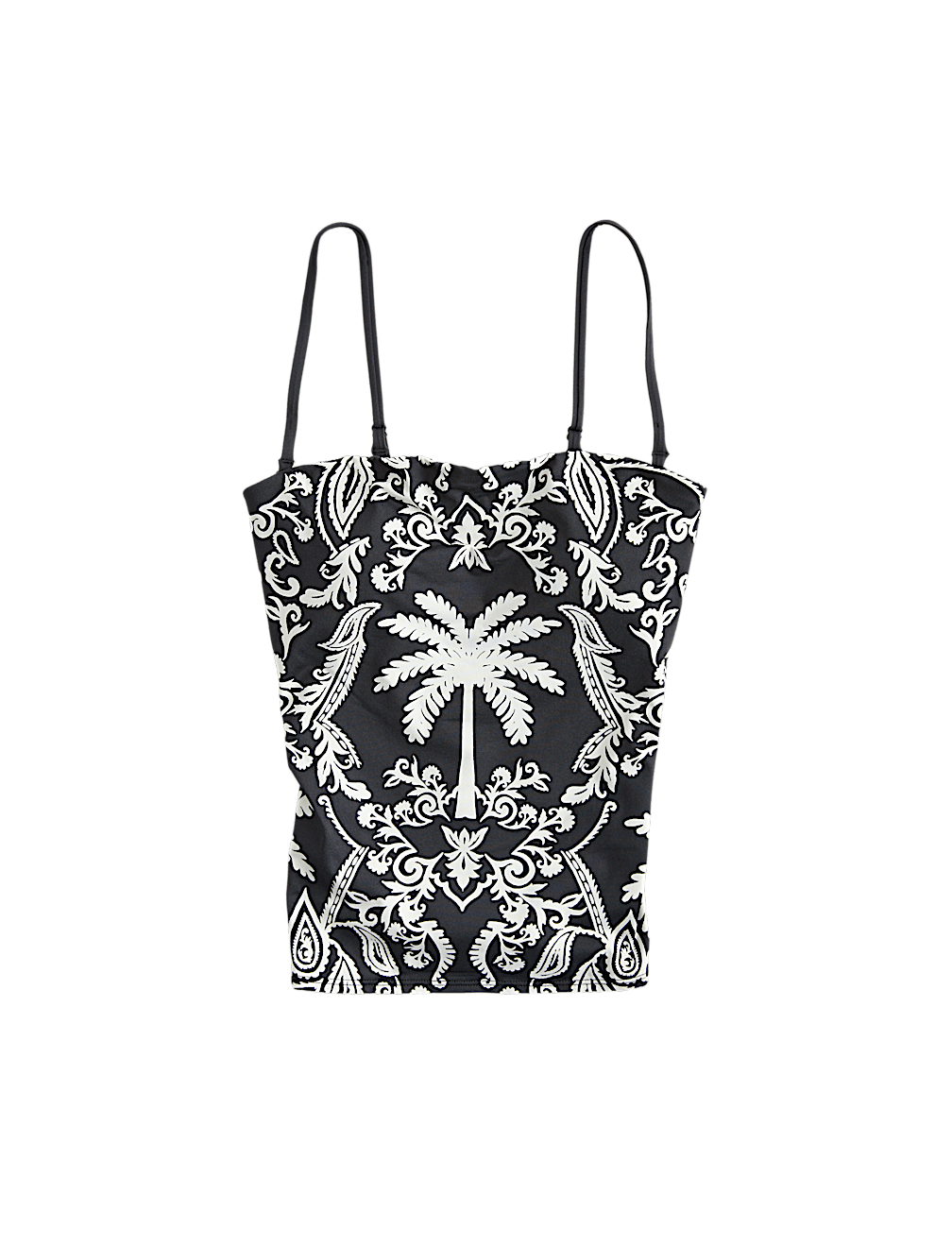 Tummy Control Printed Bandeau Tankini Top