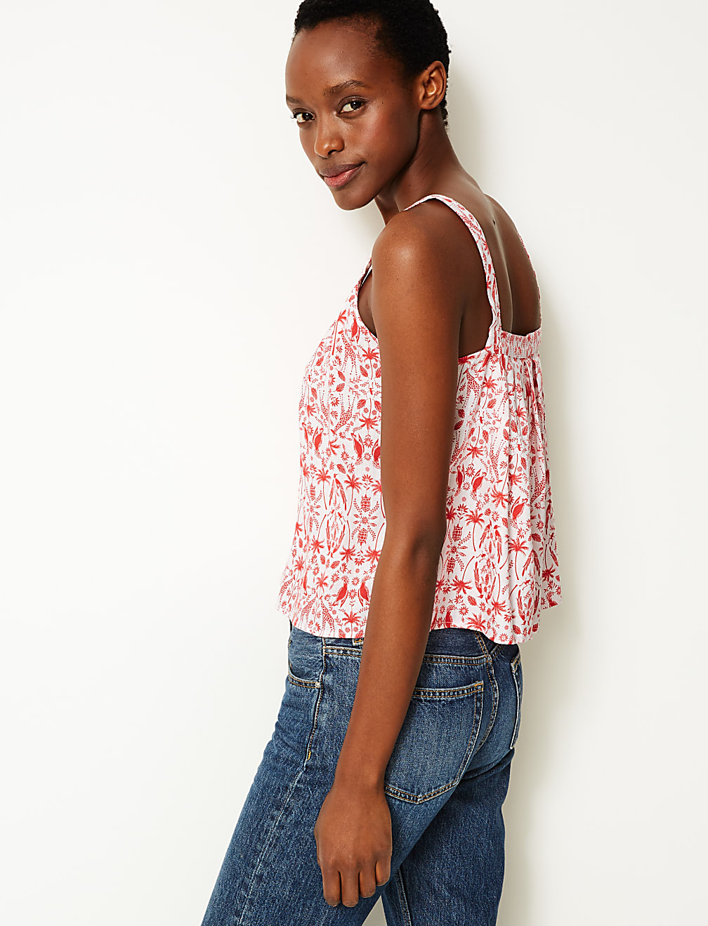 Linen Rich Printed Camisole Top