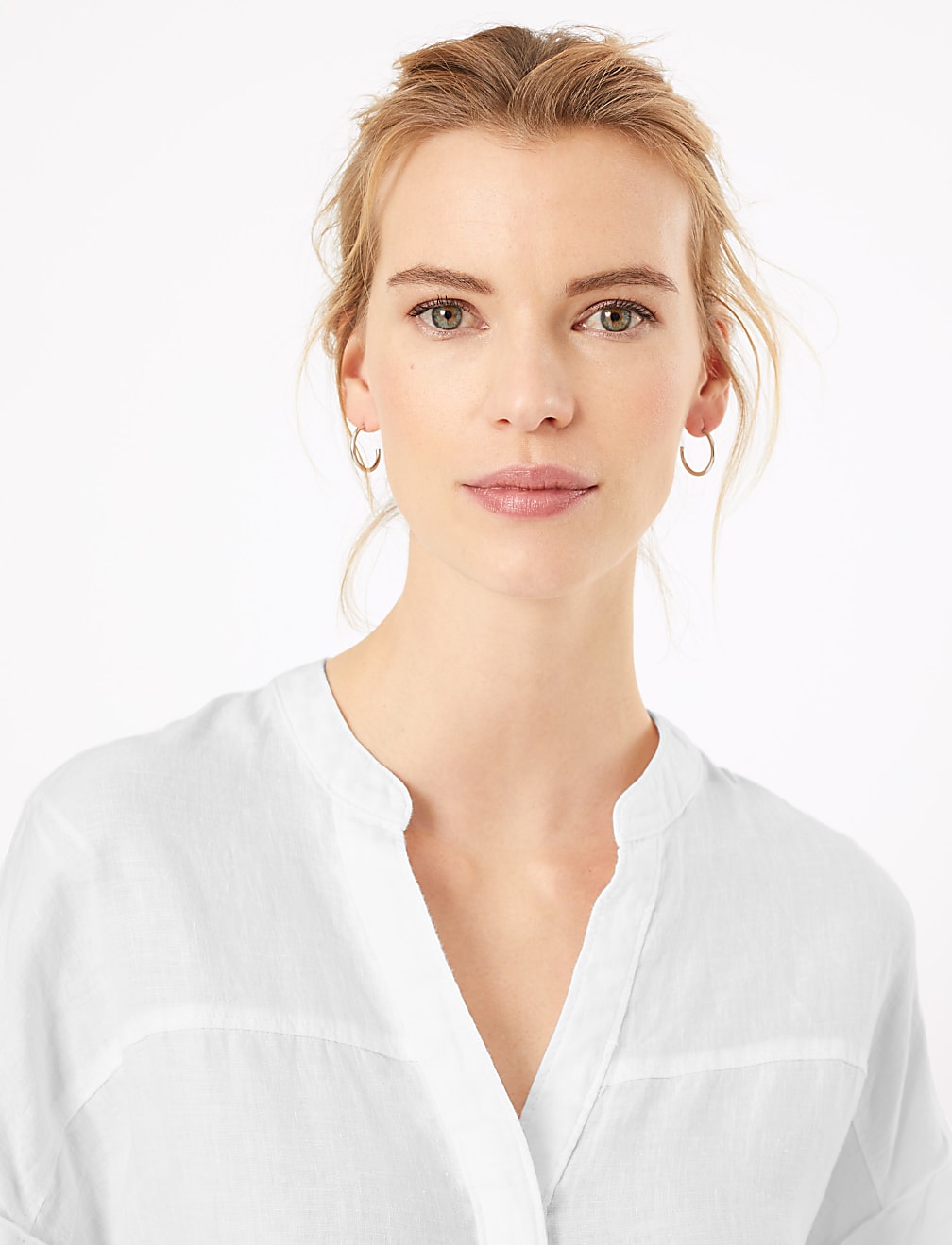 Pure Linen V-Neck Blouse