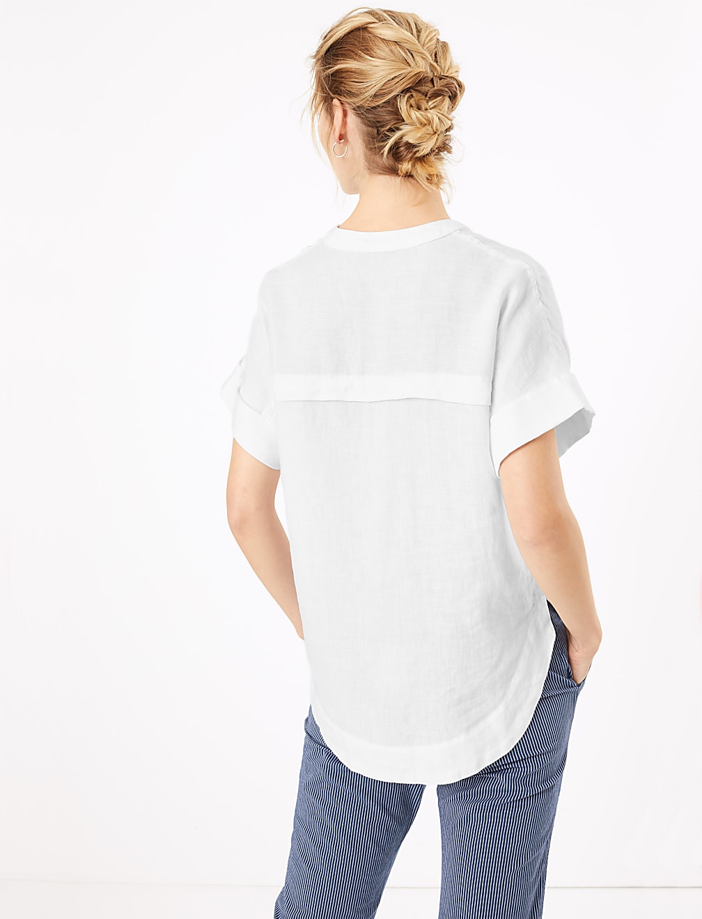 Pure Linen V-Neck Blouse