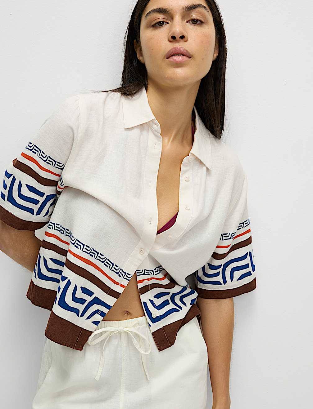 Linen Rich Printed Top