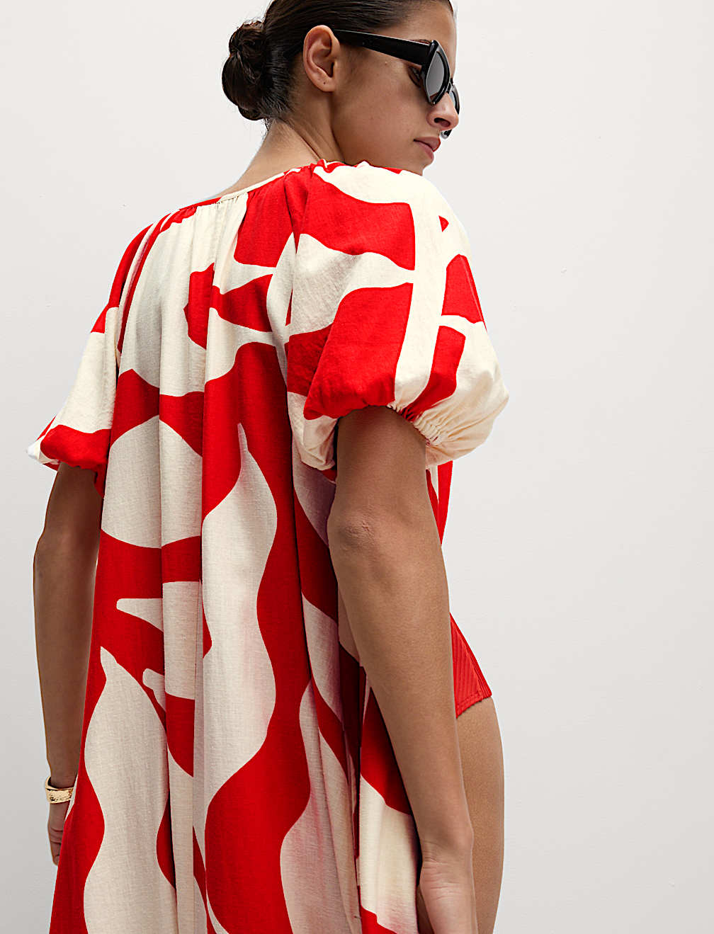 Linen Rich Printed Midi Swing Dress