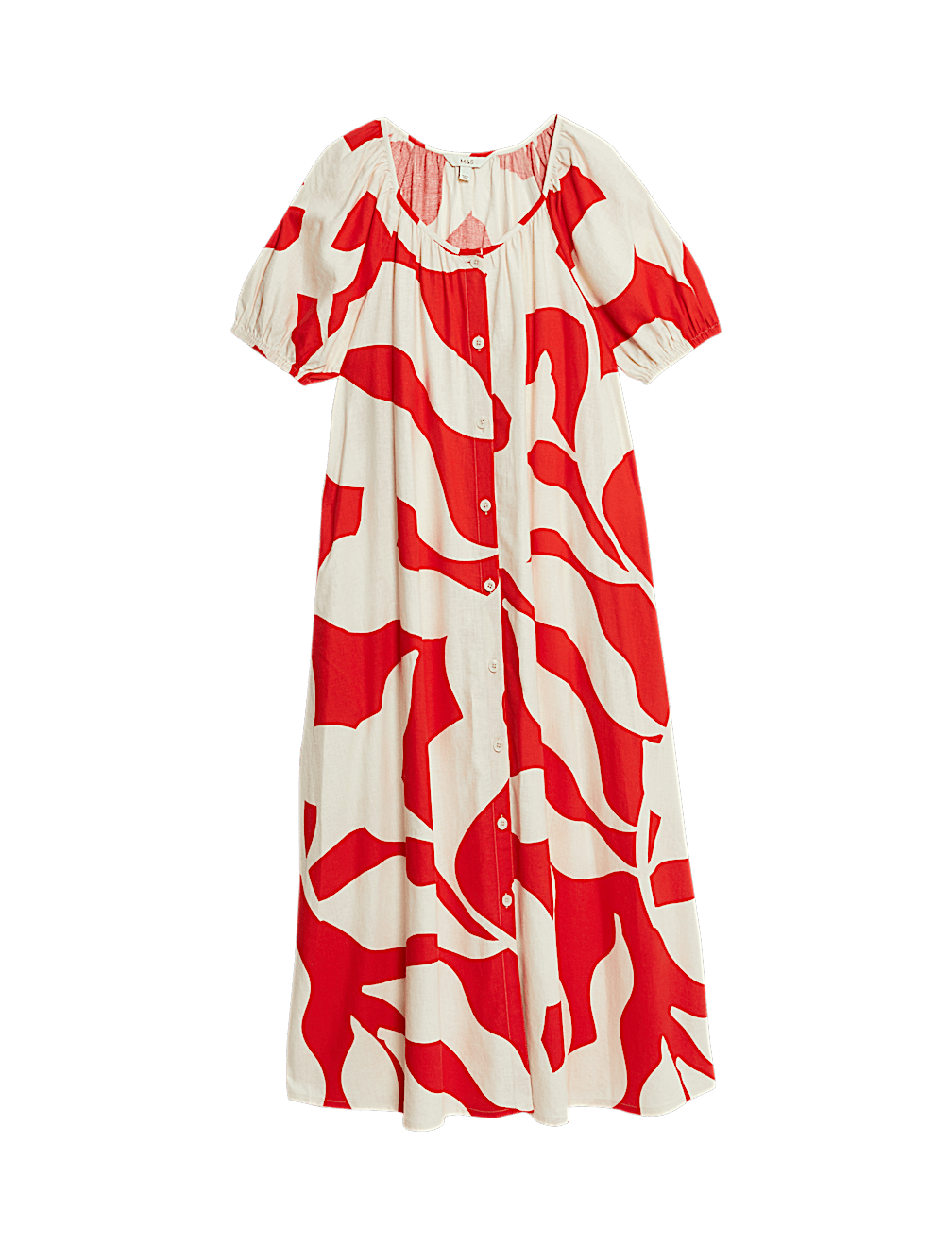 Linen Rich Printed Midi Swing Dress