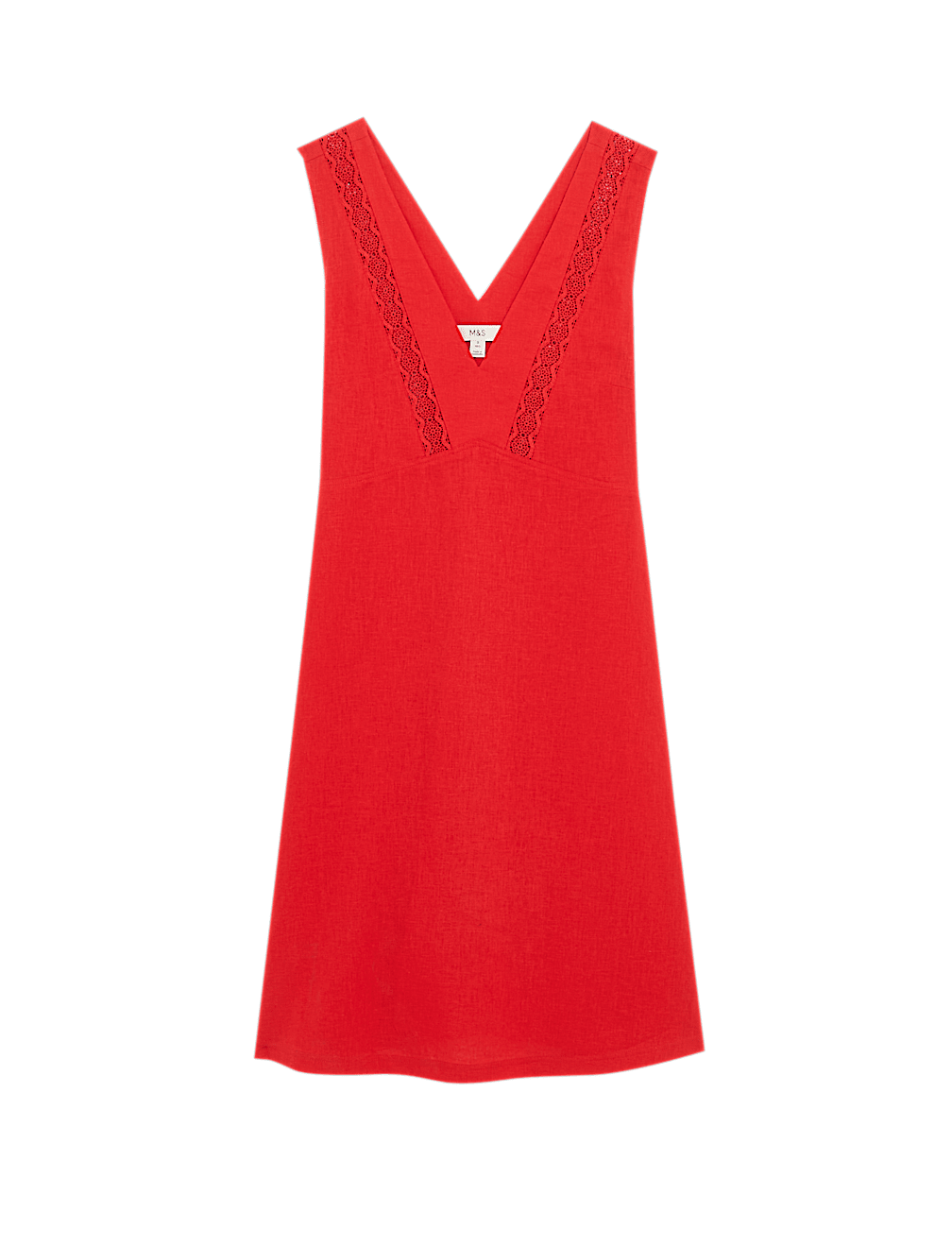 Linen Rich V-Neck Mini Shift Dress